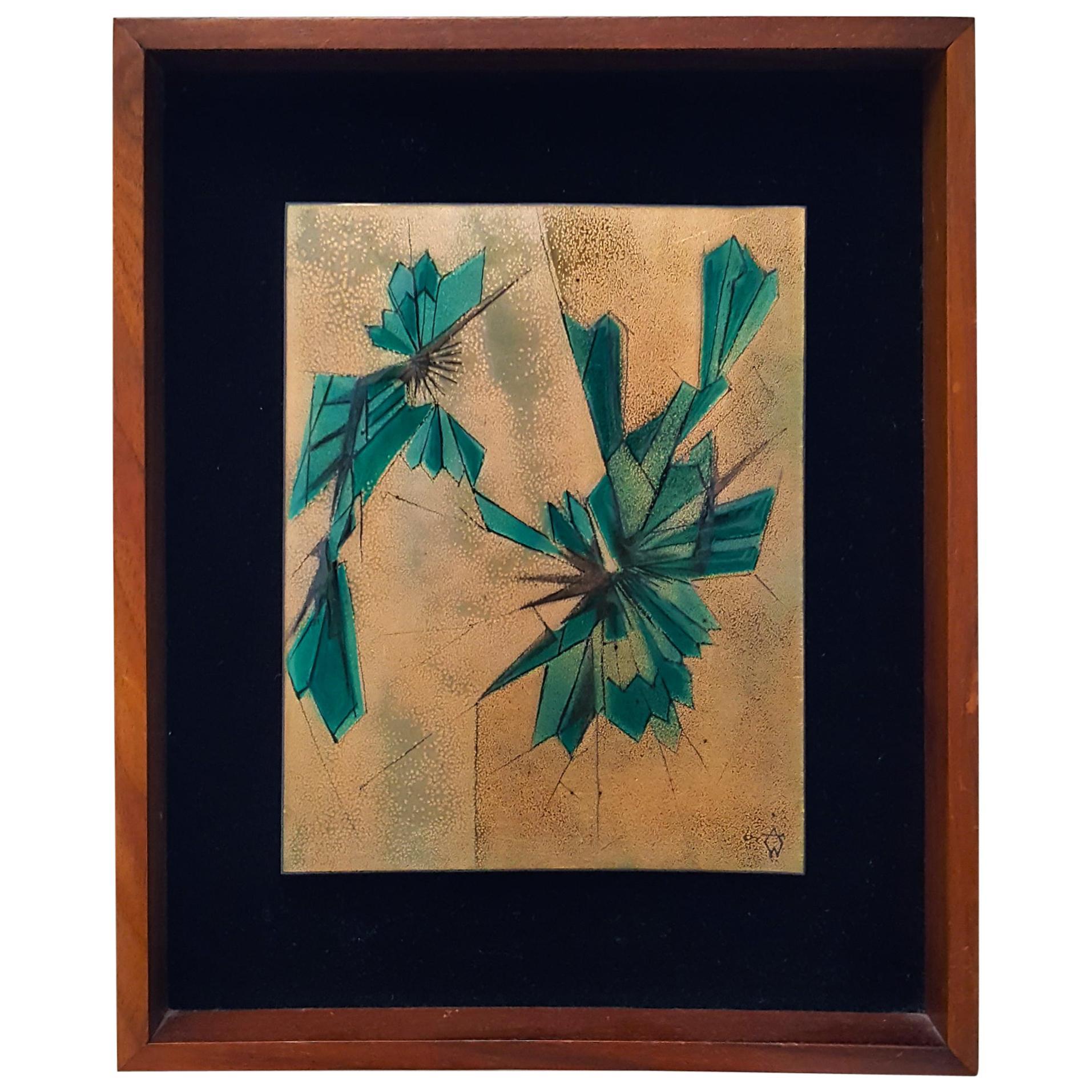 Abstract Painting di Unknown - Quadro astratto geometrico in rame smaltato di Irwin Whitaker