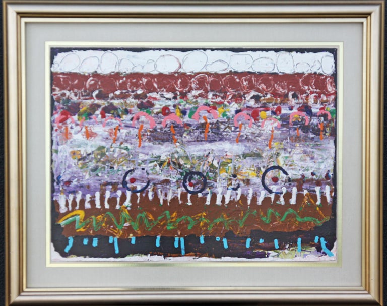 Unknown - Abstract Bicycle Painting For Sale at 1stdibs