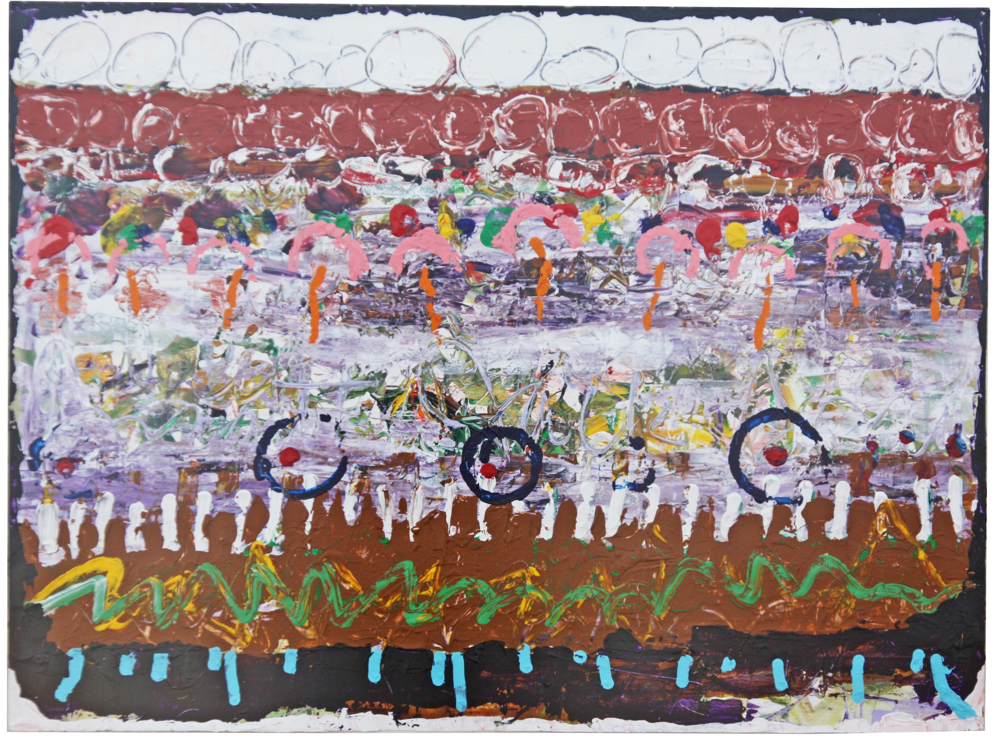 Unknown Abstract Painting - Abstract Bicycle Painting