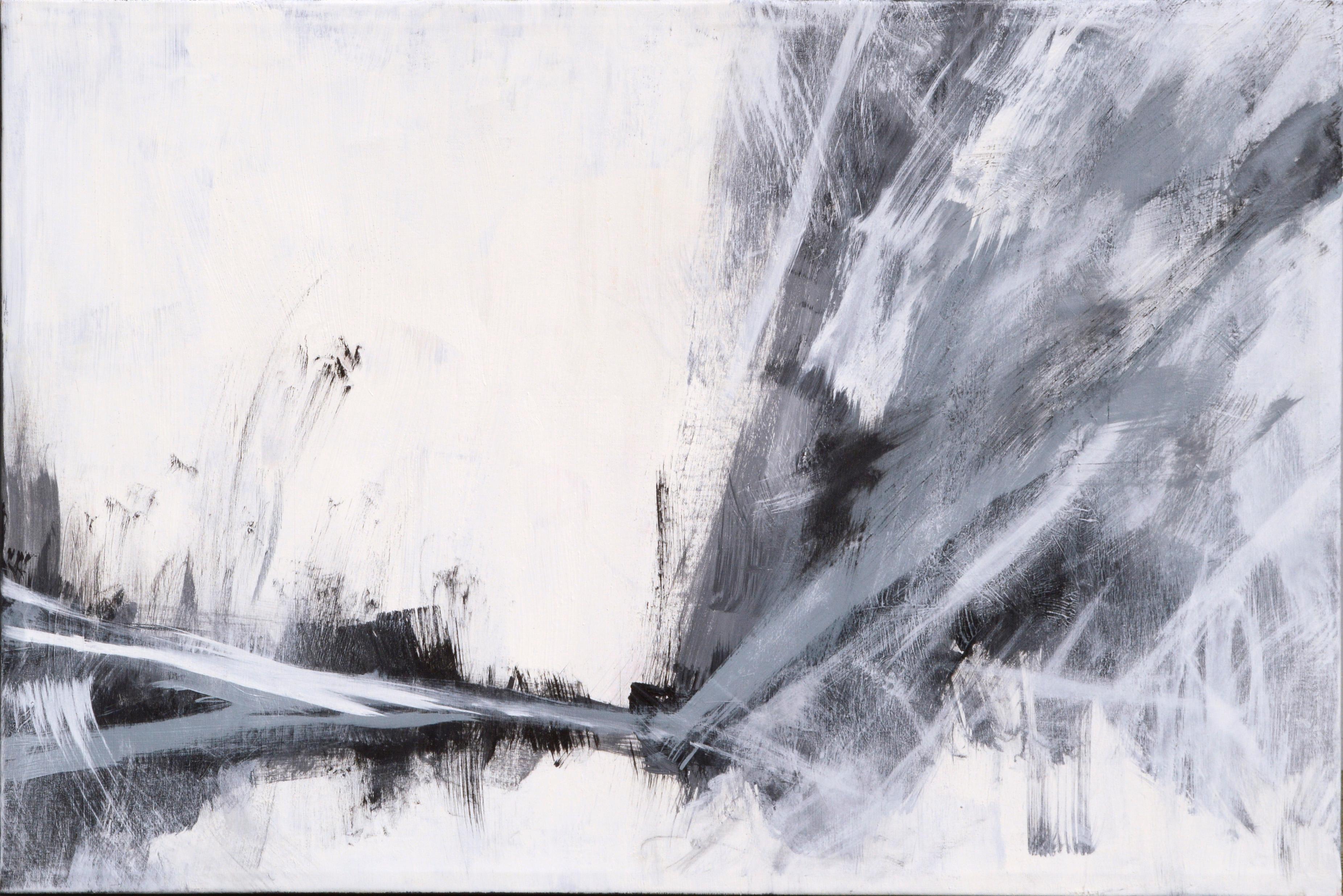 Unknown Landscape Painting - Abstract Black and White Landscape