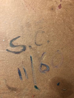 Abstract Cityscape 1960 Oil Painting Signed Chait Expressionist NYC City Scene