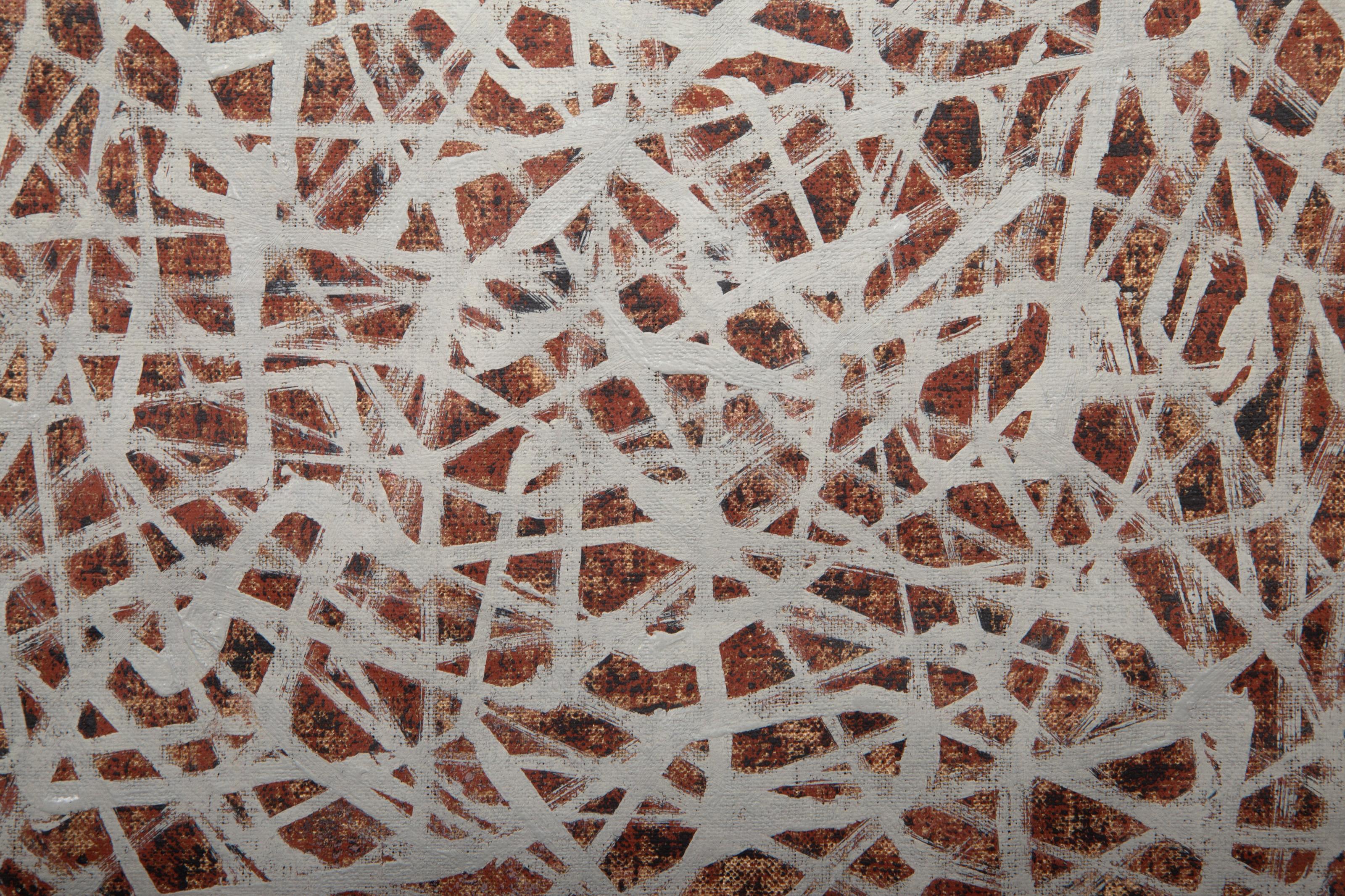 Abstract Composition, Abstract Expressionist Painting by Masanobu Wagcon - Brown Abstract Painting by Unknown