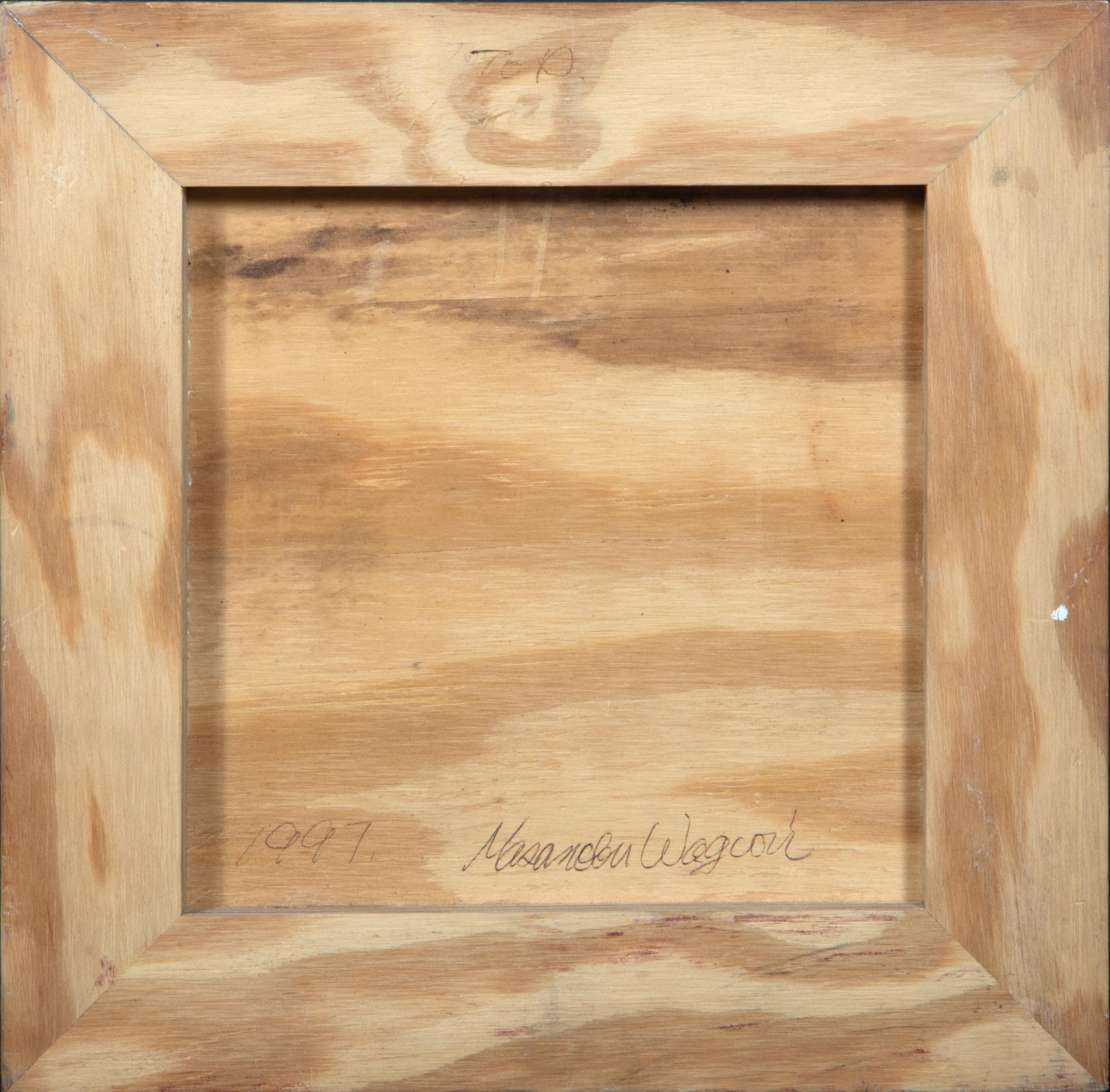 Masanobu Wagcon - Abstract Composition, Year:  1997, Medium:  Acrylic on linen mounted to wood, signed and dated in pen on verso, Size:  12 x 12.25 in. (30.48 x 31.12 cm)