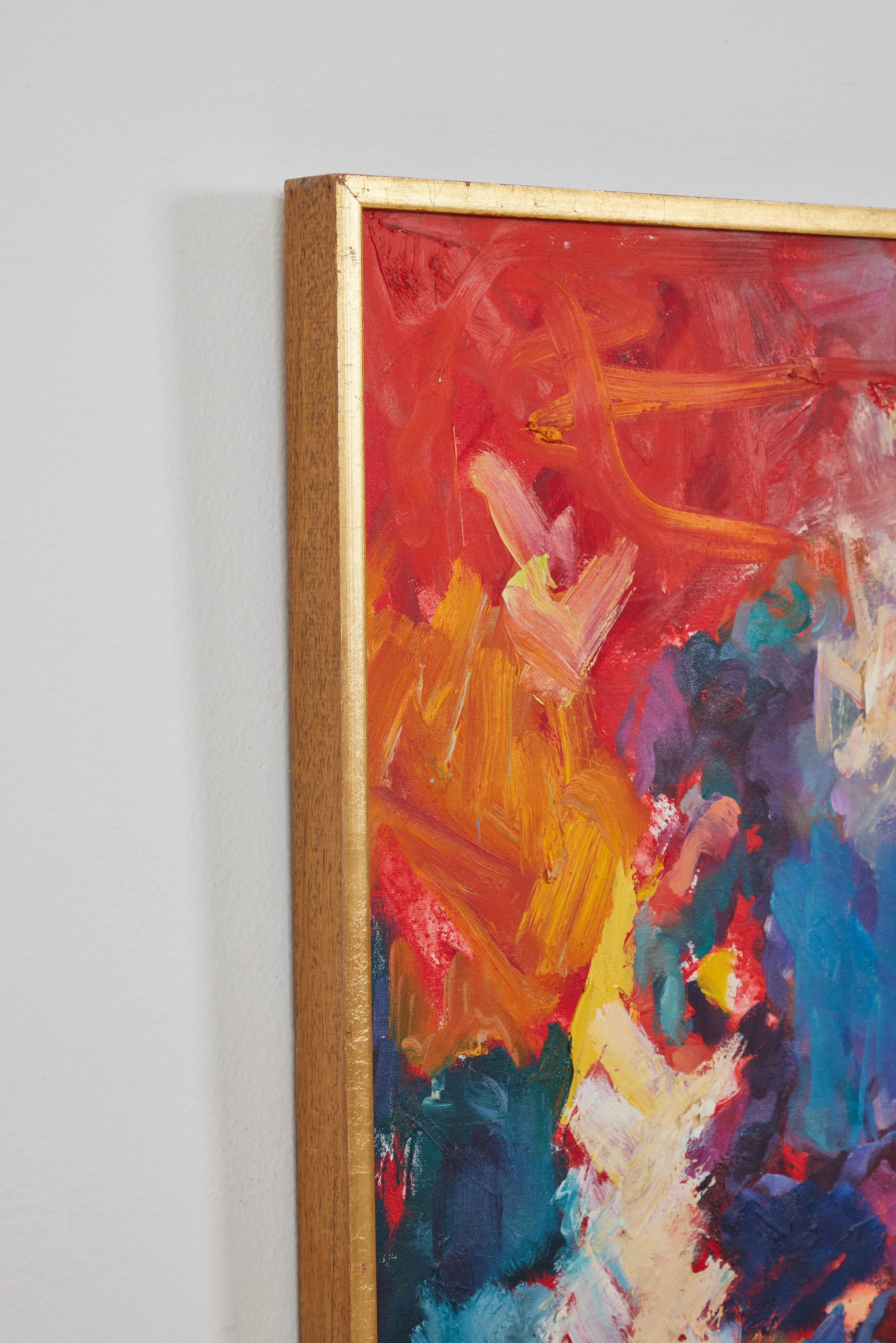 Composition abstraite, huile sur toile, Gail Lapins en vente 1