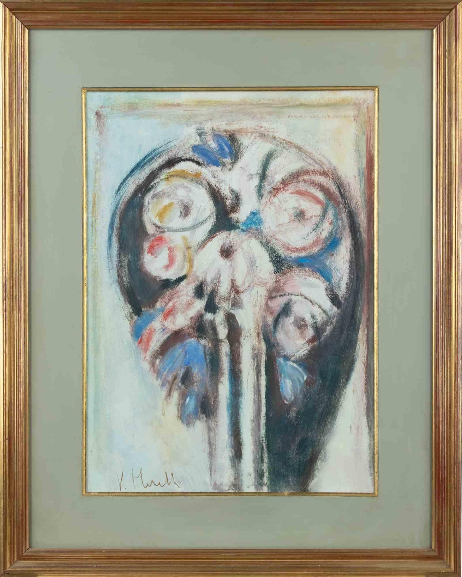 Figurative Painting di Unknown - Composizione astratta - Pittura ad olio - Metà del XX secolo