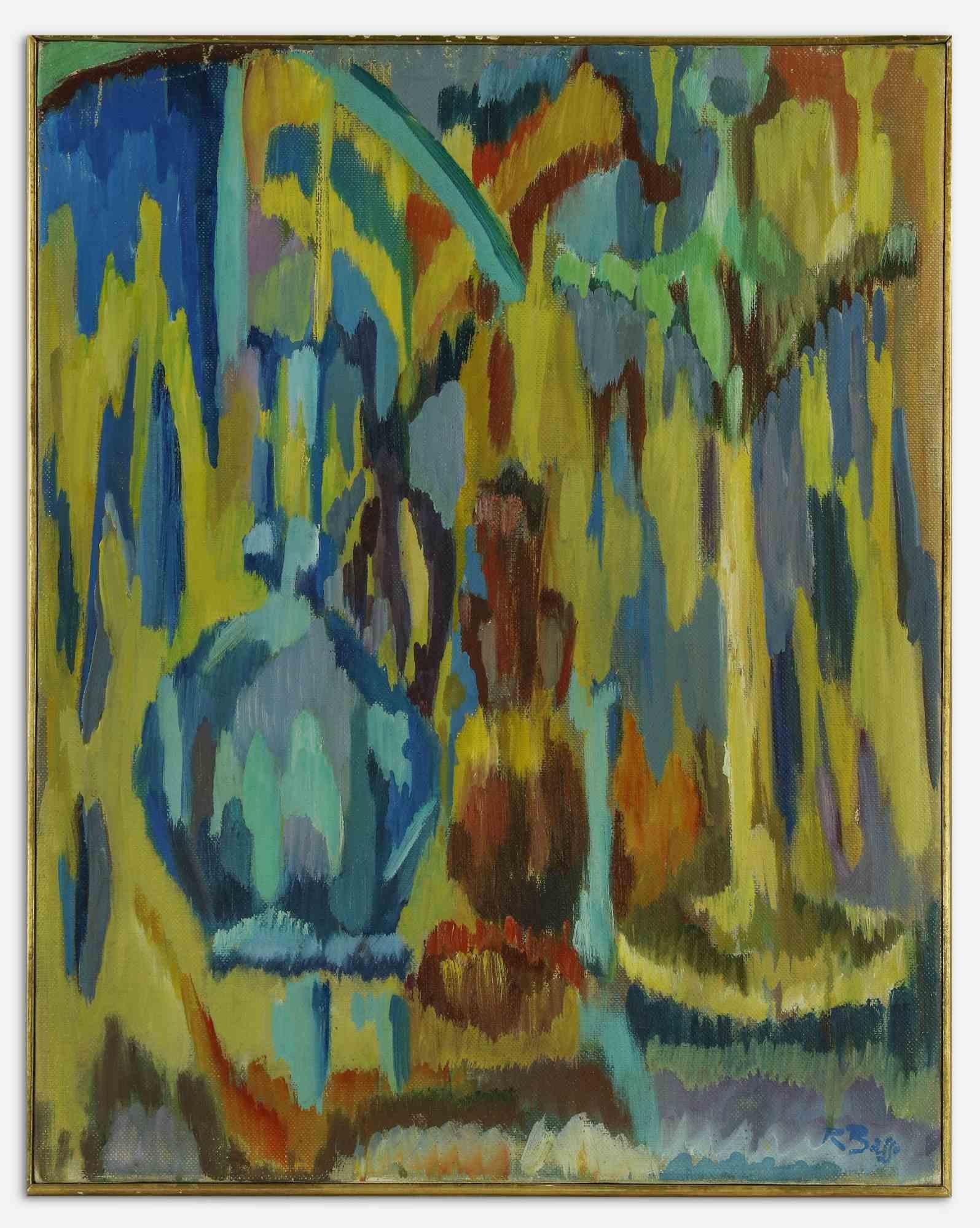 Abstract Composition - Oil Paint  - Mid-20th Century