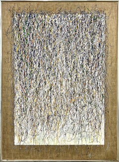 Abstract Expressionism in a Large Mid-Century Modern Dripped Painting