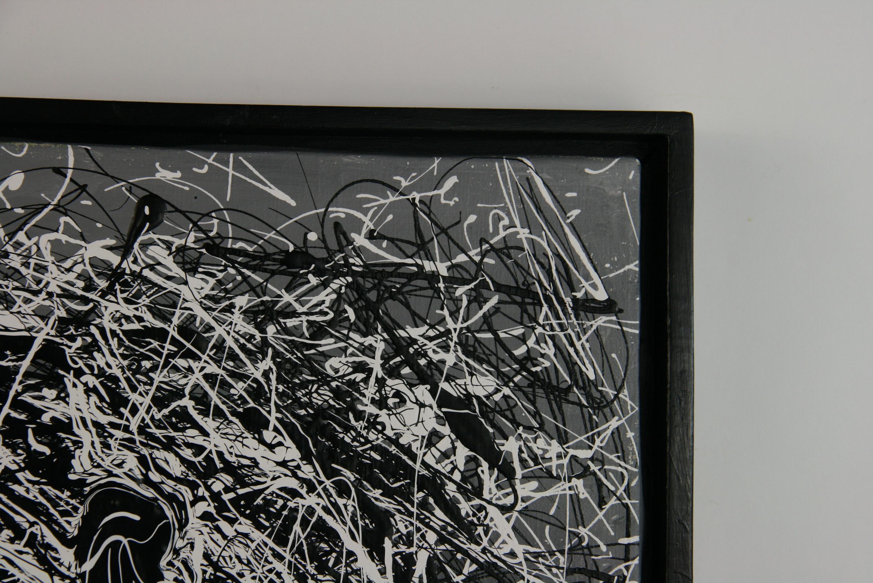 Abstract Expressionist Black and White Action Oil Painting 1960's For Sale 1
