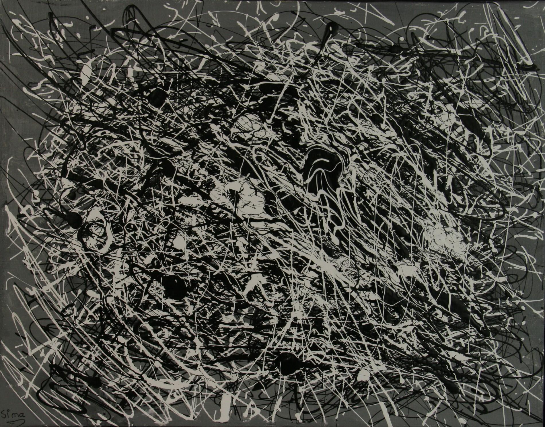Abstract Expressionist Black and White Action Oil Painting 1960's For Sale 3