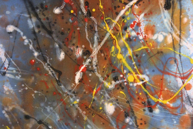 Unknown - Abstract Expressionist Blue and Yellow Toned Painting Signed ...