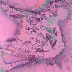 Abstract Expressionist Composition in Magenta and Green