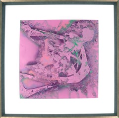 Composición Expresionista Abstracta en Magenta y Verde