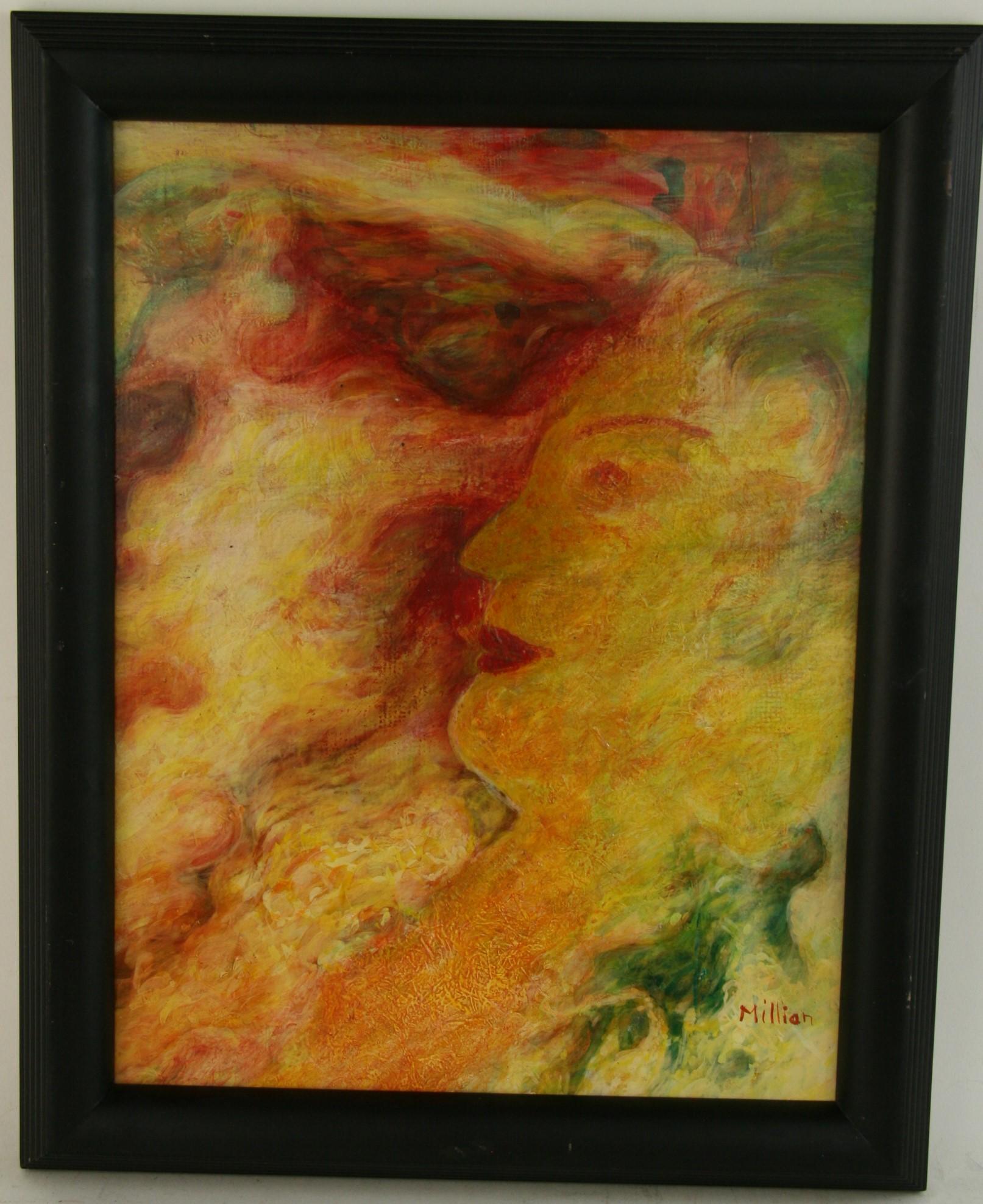 Figurative Painting de Unknown - Expresionista abstracto  Pintura Figurativa Femenina