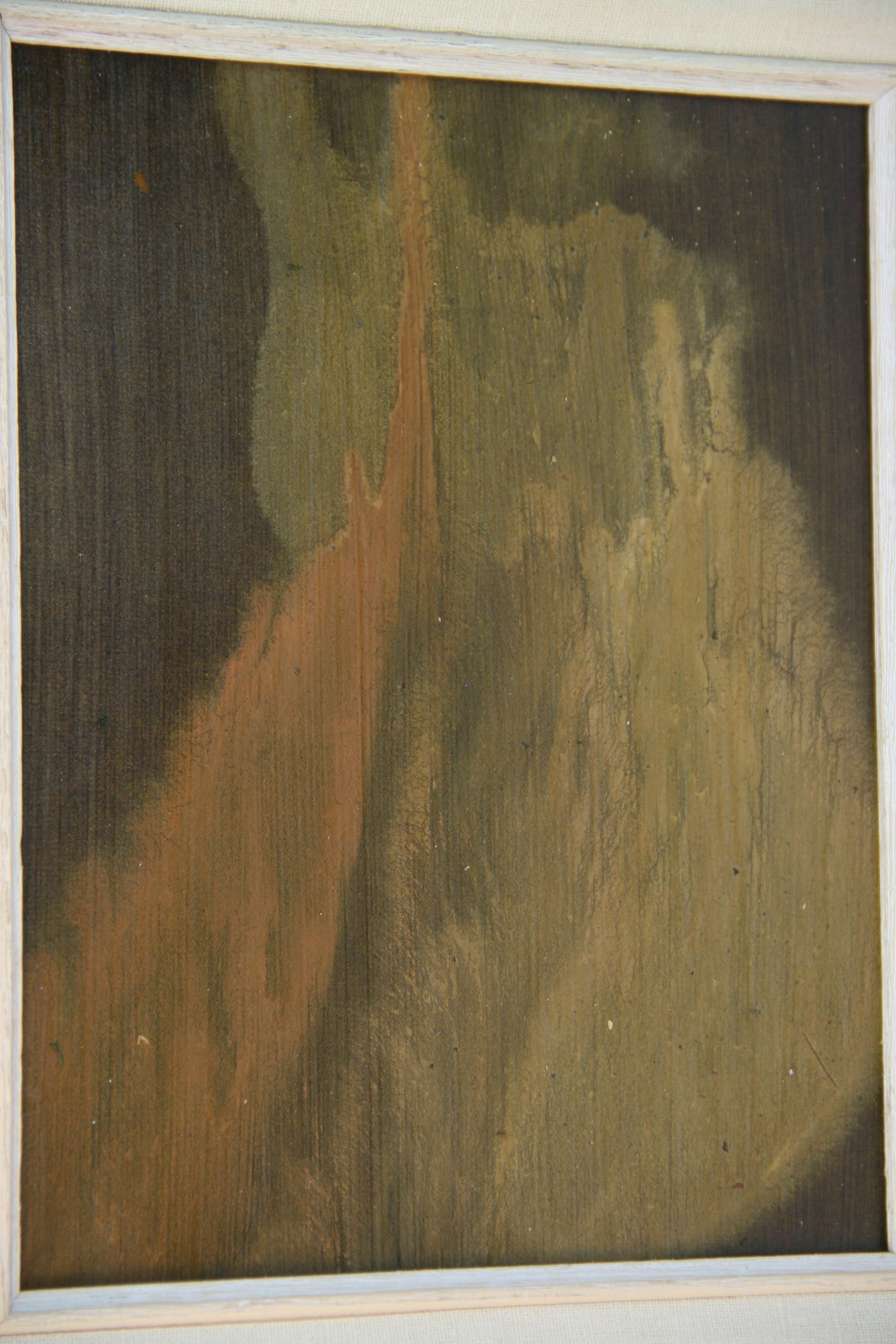 Abstrakte expressionistische Waldlandschaft (Beige), Abstract Painting, von Unknown