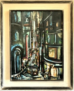 Abstract Expressionist Impasto Painting of Nighttime San Francisco