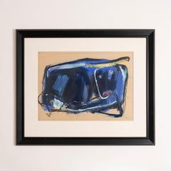 Abstract Expressionist New York School Blue Bull Painting, Signed and Dated 1959