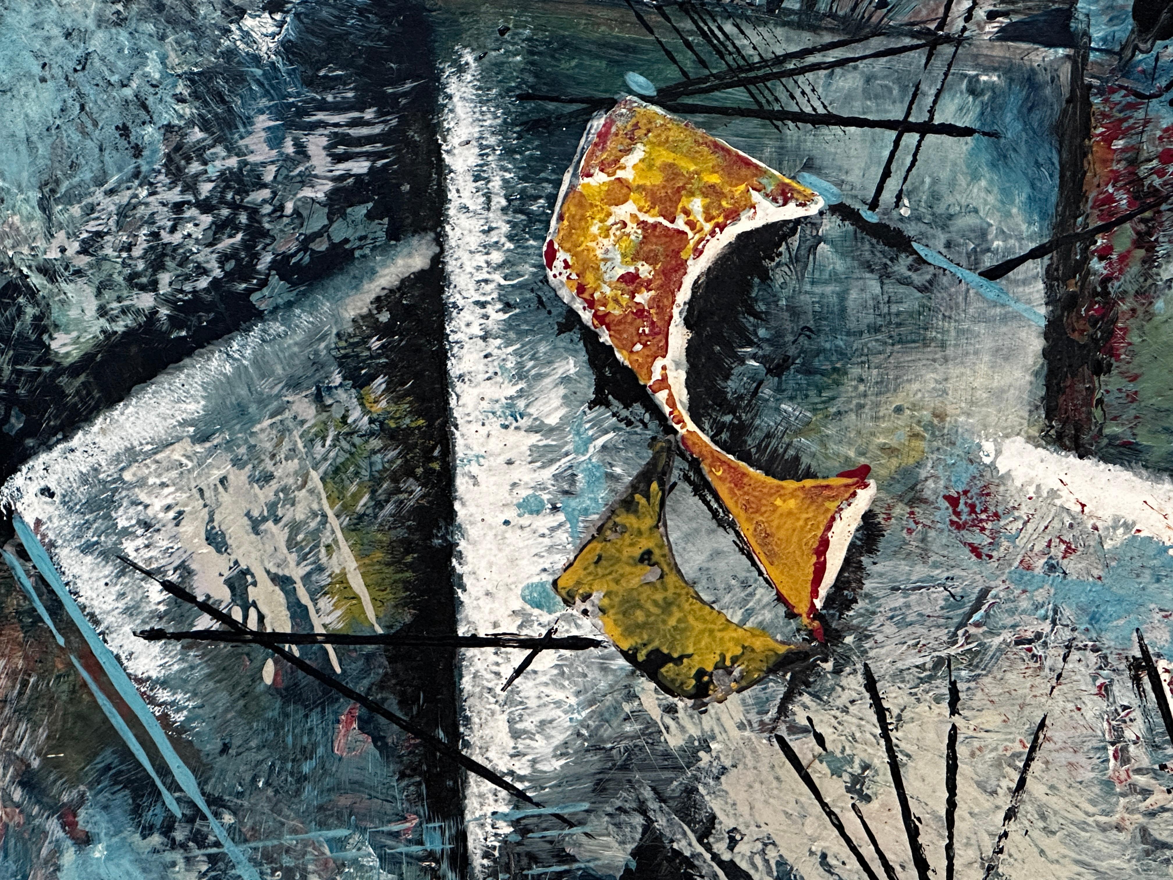 Pittura ad olio espressionista astratta su tavola - Painting Espressionismo astratto di Unknown