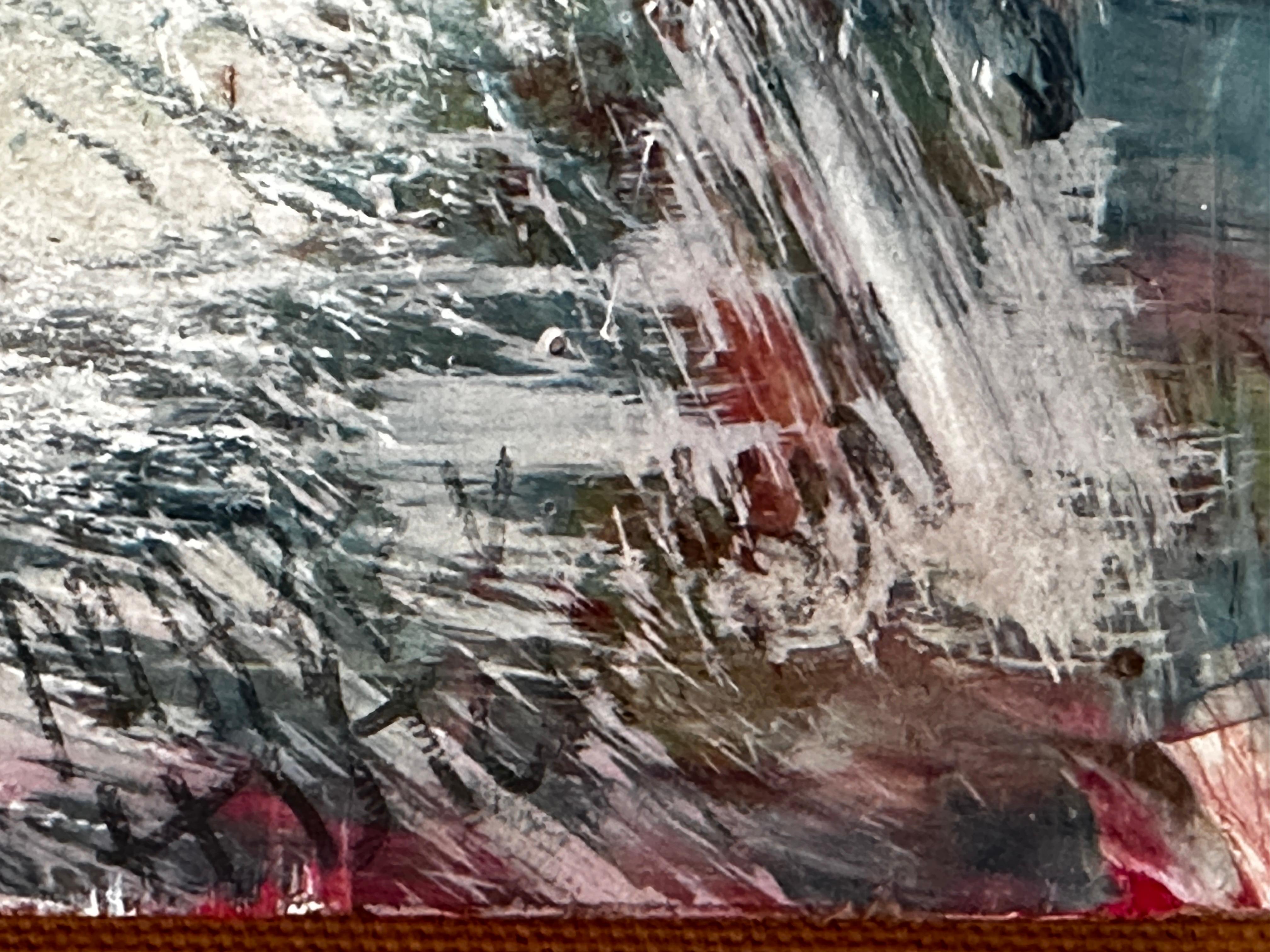 Pittura ad olio espressionista astratta su tavola in vendita 1