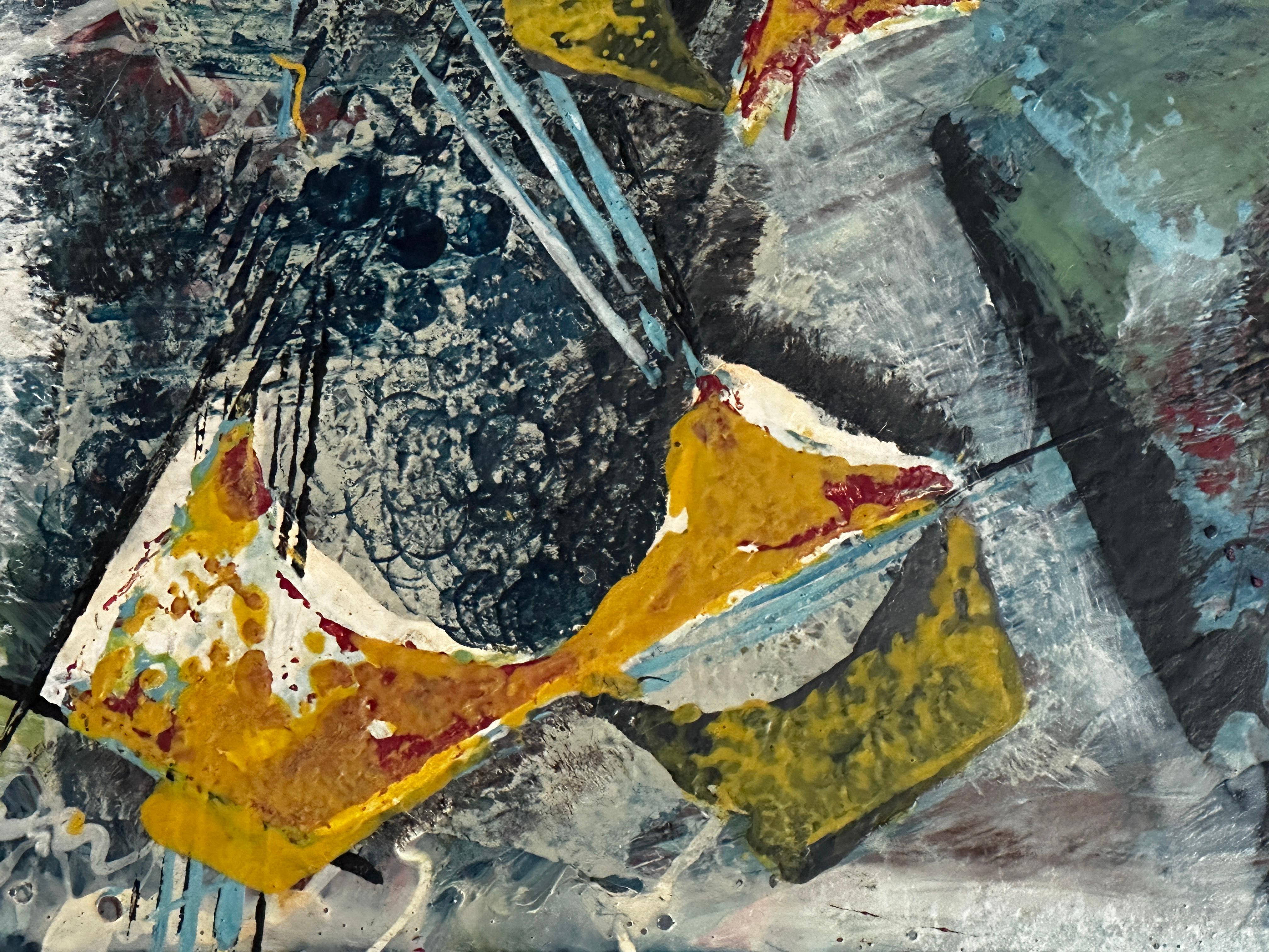 Pittura ad olio espressionista astratta su tavola in vendita 2