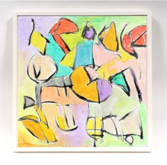 Abstract Expressionist Painting American 1960's Mid Century New York Colorful