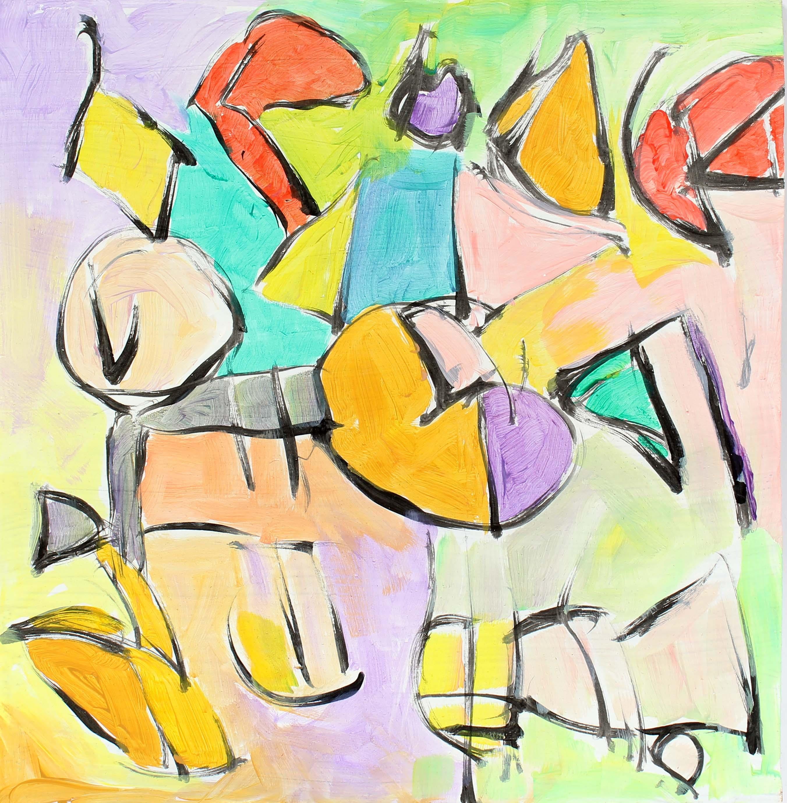Pittura Espressionista Astratta Americana 1960's Mid Century New York Colorata - Painting Espressionismo astratto di Unknown