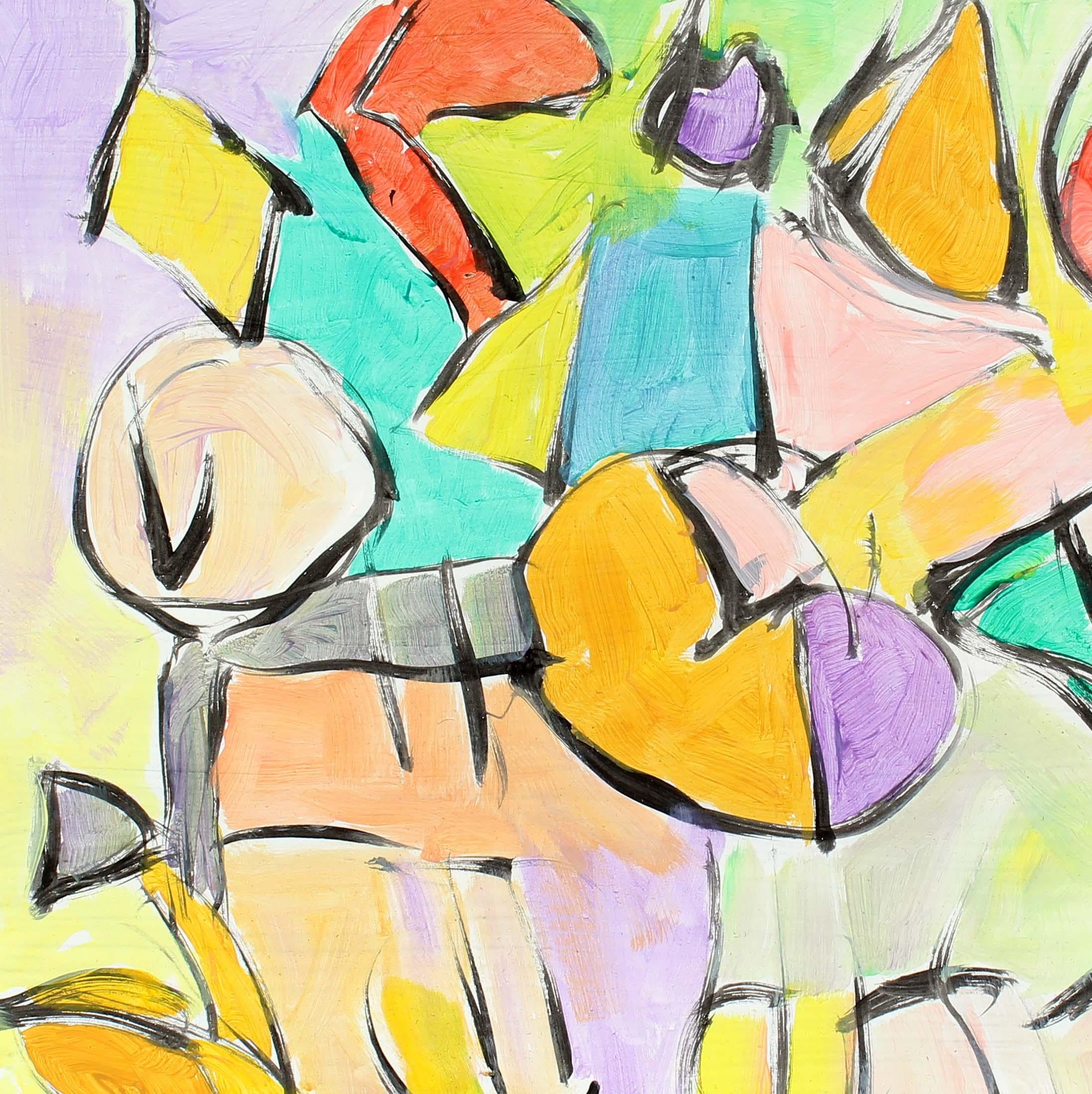 Pittura Espressionista Astratta Americana 1960's Mid Century New York Colorata - Abstract Painting Marrone di Unknown