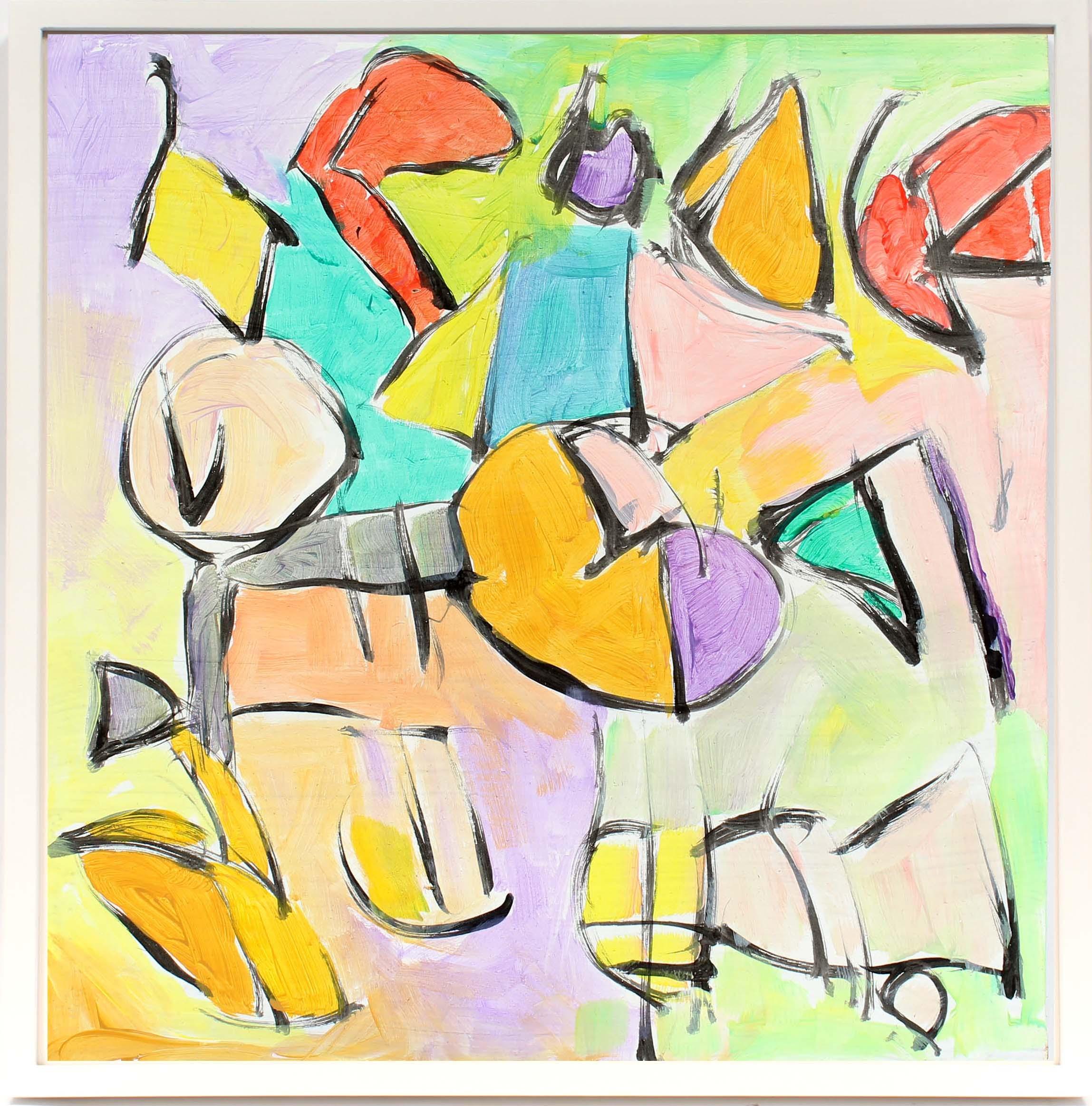 Pittura Espressionista Astratta Americana 1960's Mid Century New York Colorata
