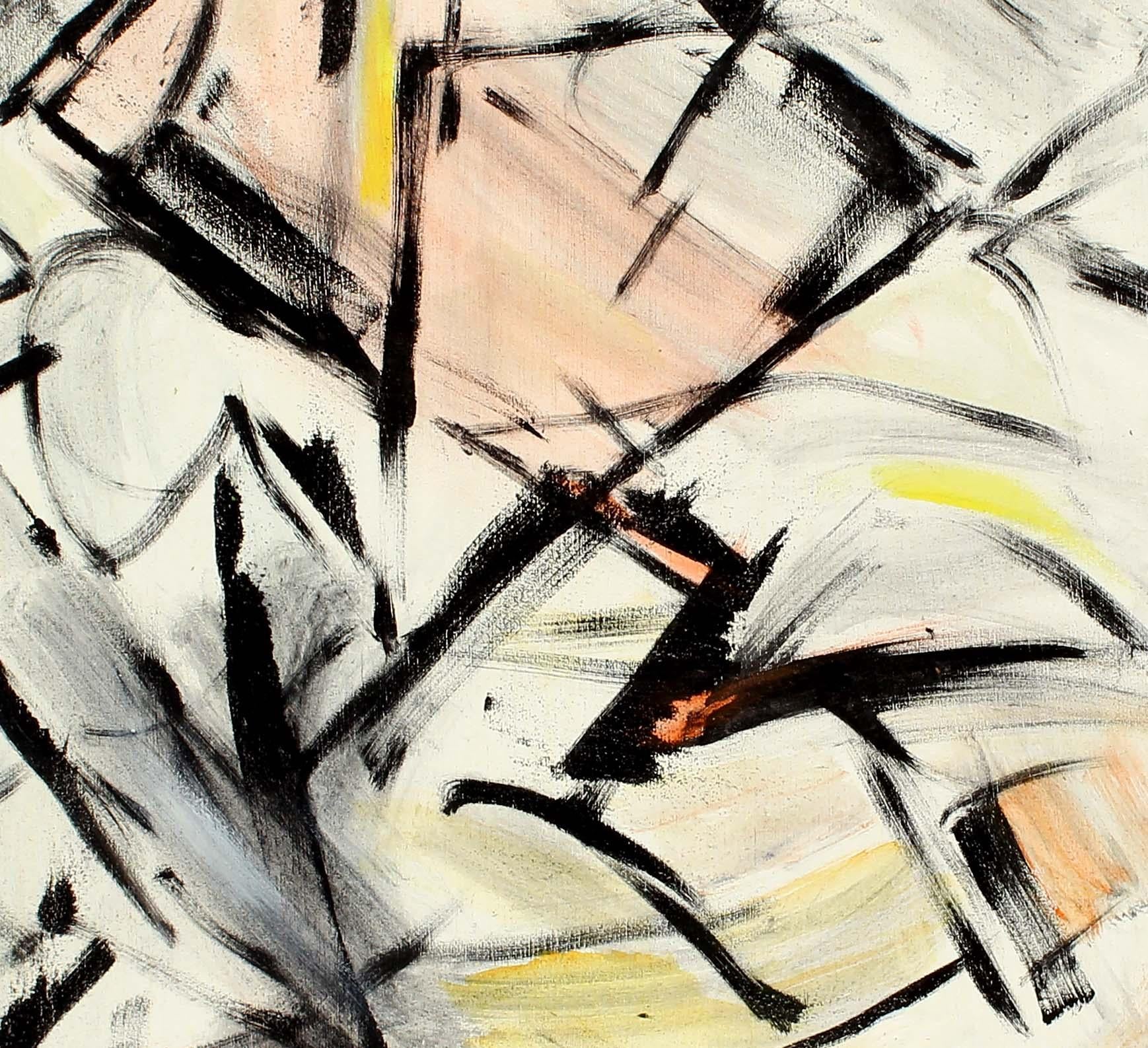Pittura espressionista astratta americana Fine anni '60 Metà secolo Black White - Painting Espressionismo astratto di Unknown