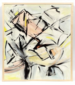 Vintage Abstract Expressionist Painting American Late 1960's Mid Century Black White