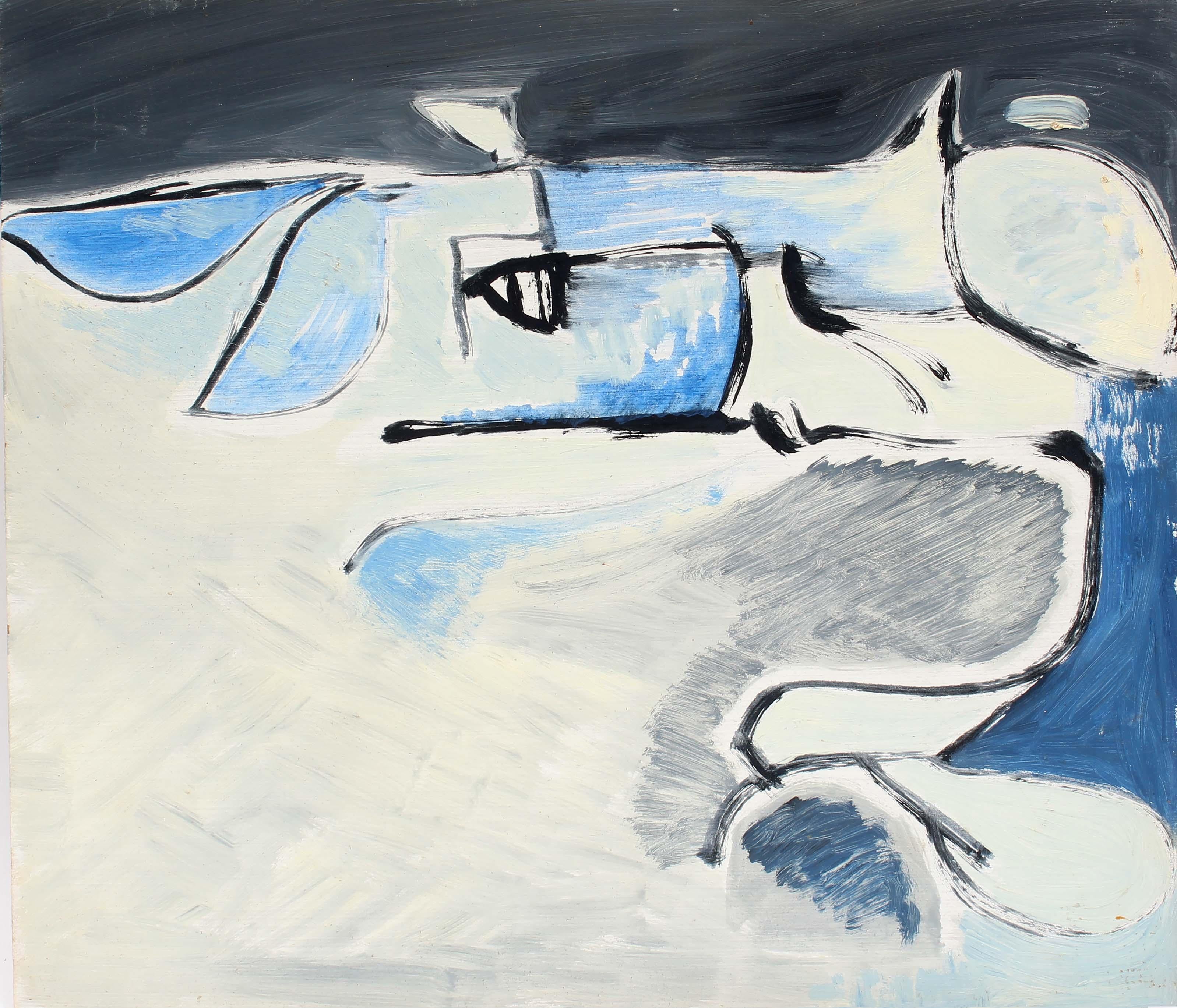 Pittura espressionista astratta americana Fine anni '60 Metà secolo New York Blu - Painting di Unknown