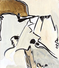 Peinture expressionniste abstraite américaine fin des années 1960 Mid Century New York Brown