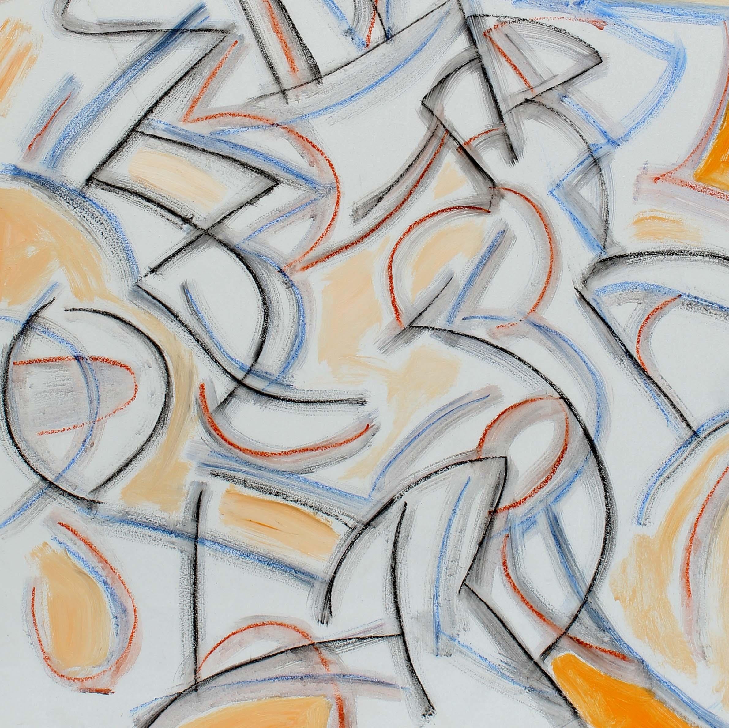 Pittura espressionista astratta americana Fine anni '60 Metà secolo Arancione Blu - Abstract Painting Marrone di Unknown