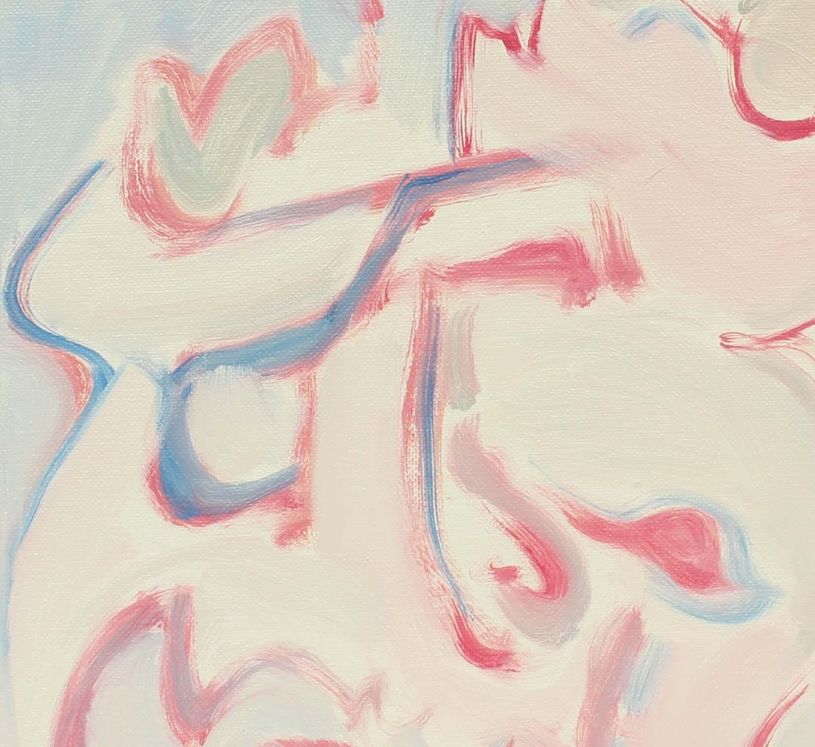 Pittura espressionista astratta americana Fine anni '70 Metà secolo Rosa Blu Bianco - Painting Espressionismo astratto di Unknown