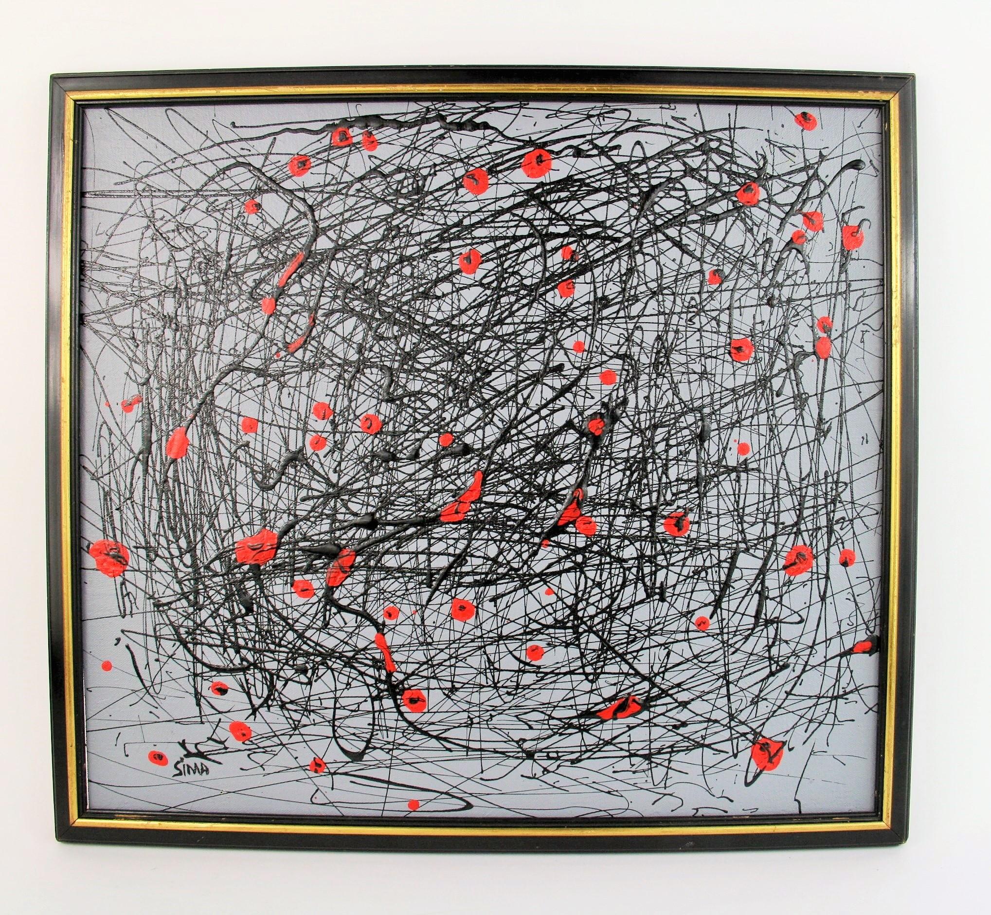 Abstract Expressionist Painting Black and Red For Sale 2