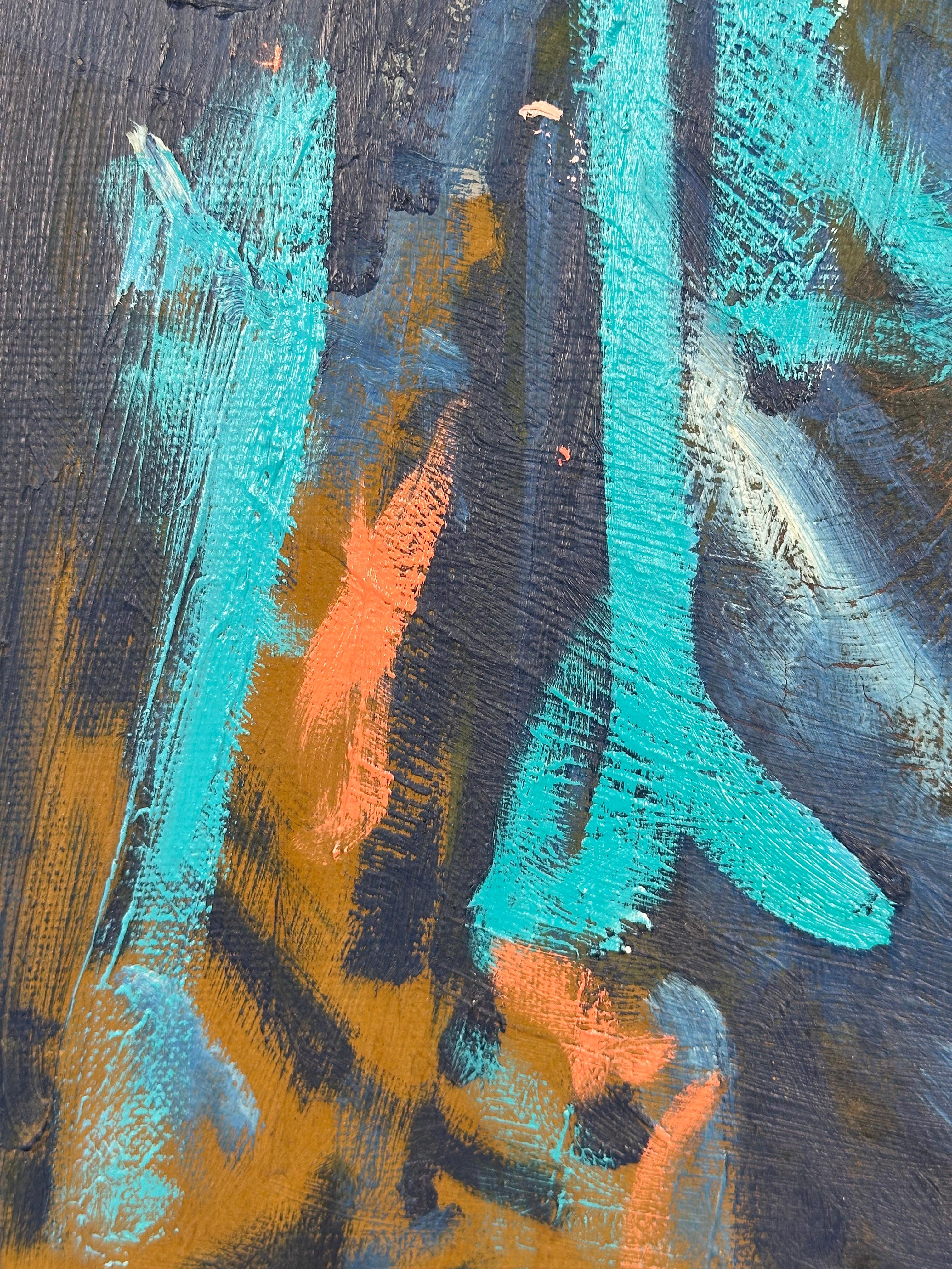 Untitled Abstract Expressionist painting, 1957

Oil on canvas measuring 18 x 30 inches.

Signed with monogram and dated lower right. 

Two repair patches on back on painting.

Artist unknown. 