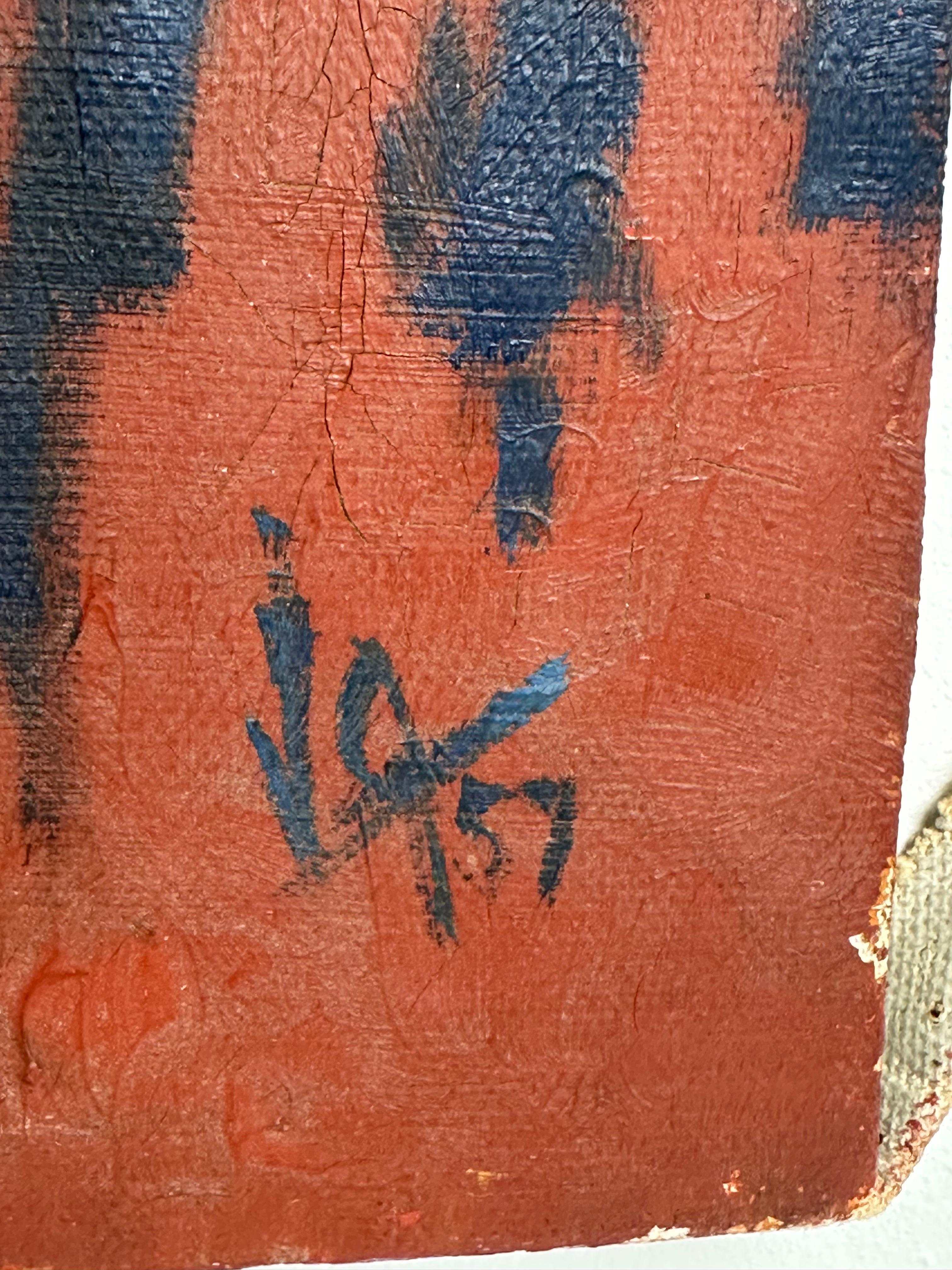 Abstract Expressionist Painting (Mid-century Modern action composition) en vente 2