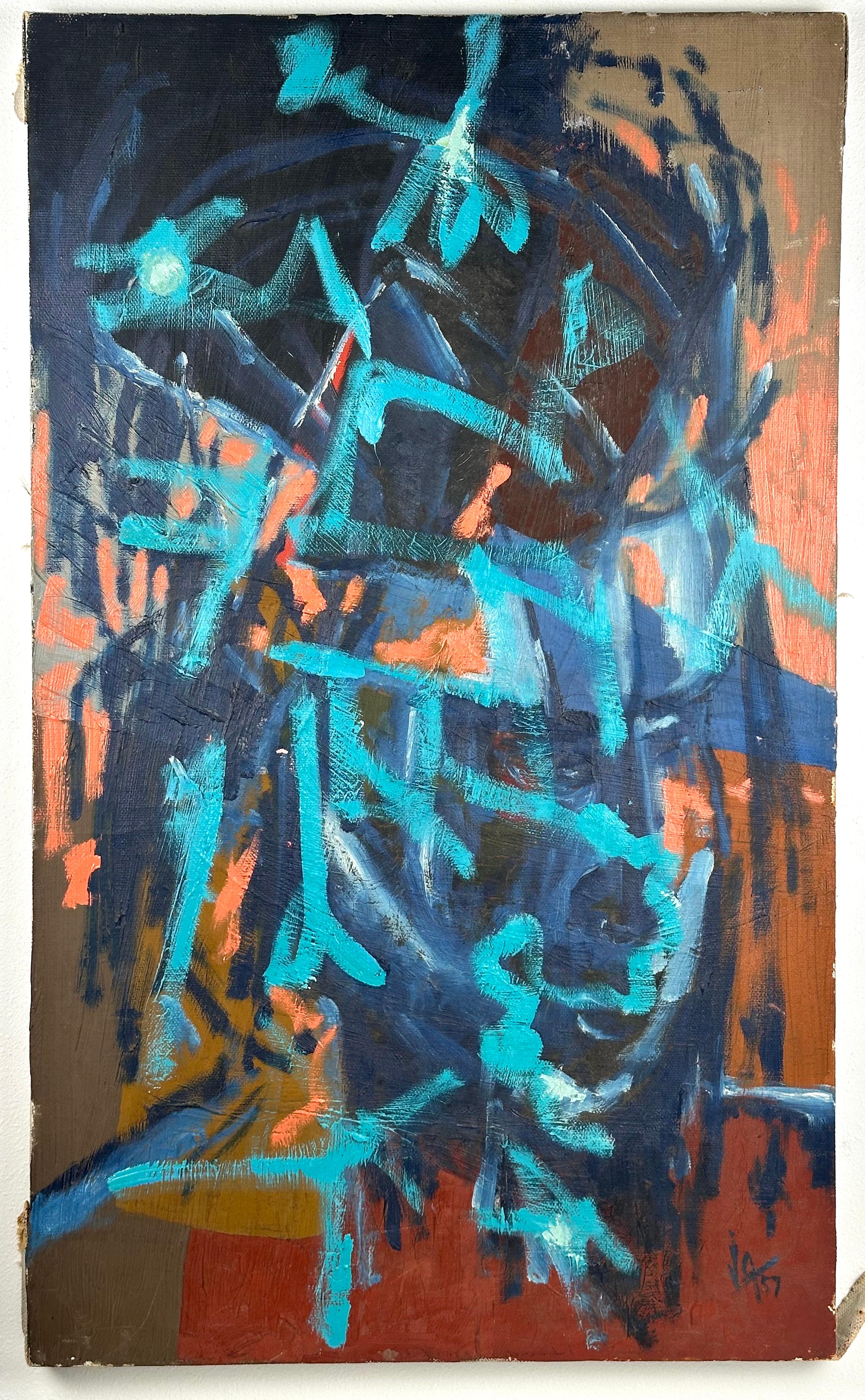 Abstract Expressionist Painting (Mid-century Modern action composition)