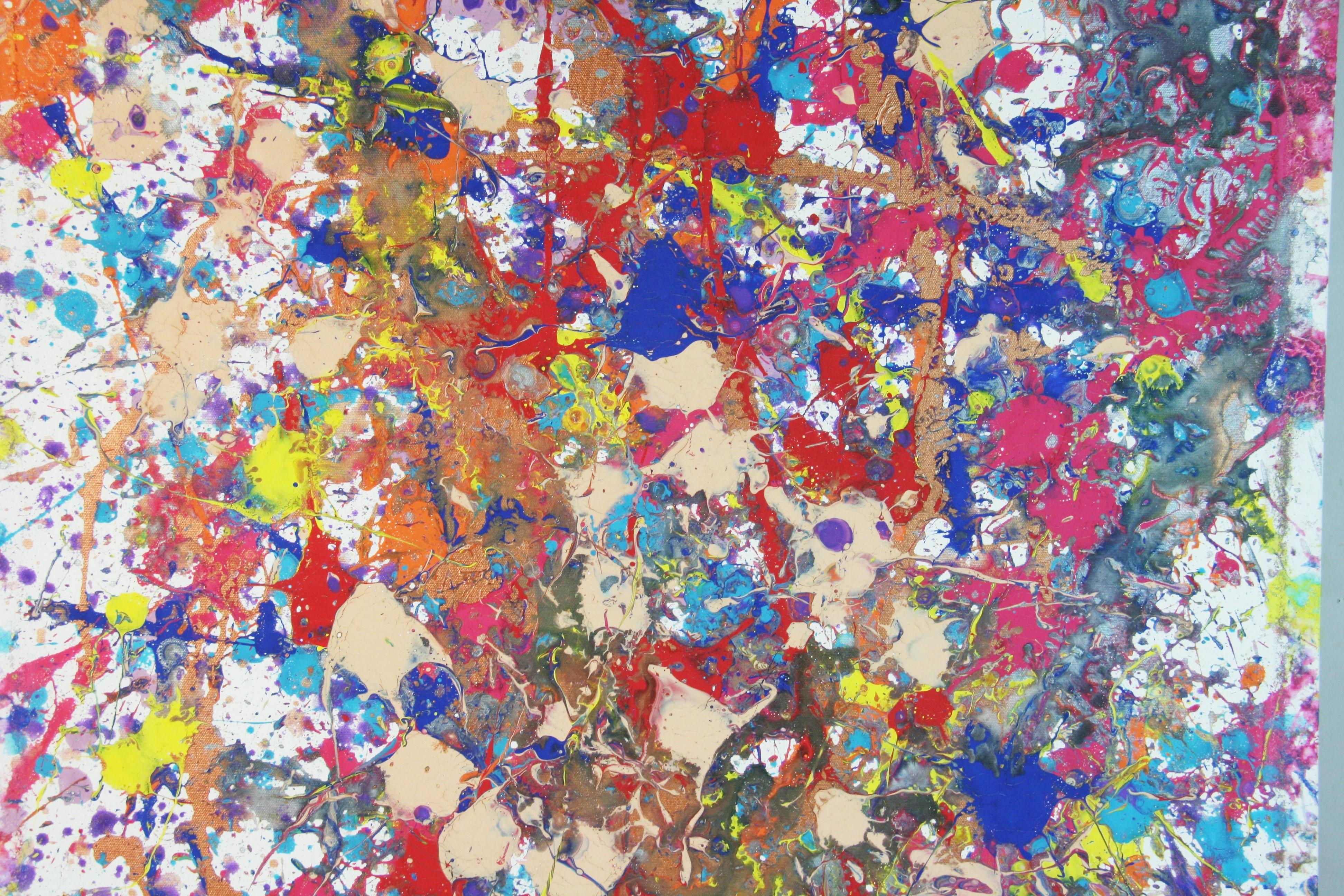 Blue and red abstrct expressionist painting on rapped canvas no frame required
Signed on verso