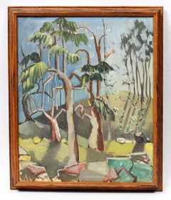 Vintage Abstract Florida Modernist Tree American Vibrant Colors 1940's