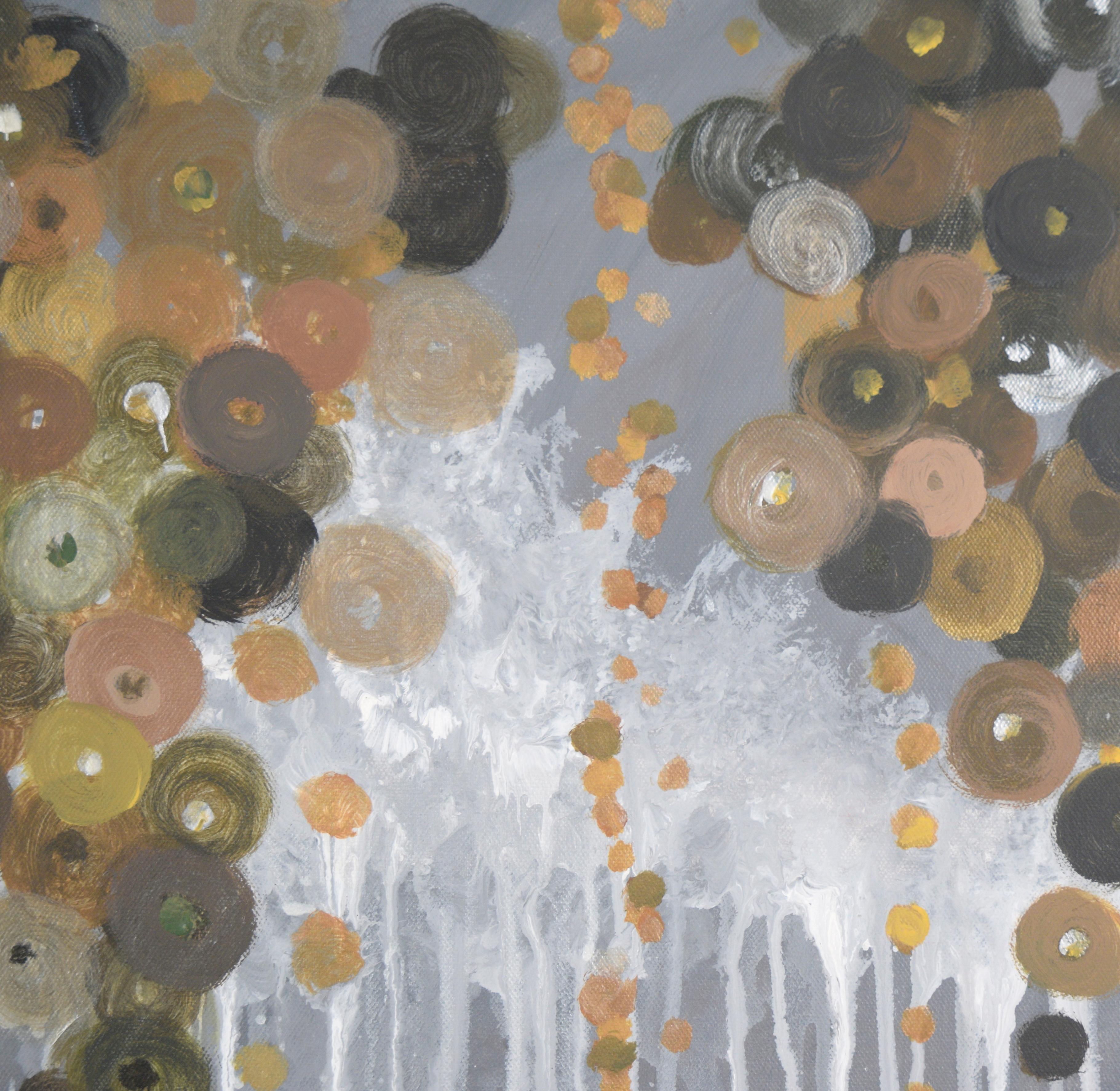 Abstract Flowers - Neutral Tones Acrylic on Canvas San Francisco Abstract School - Gray Abstract Painting by Unknown