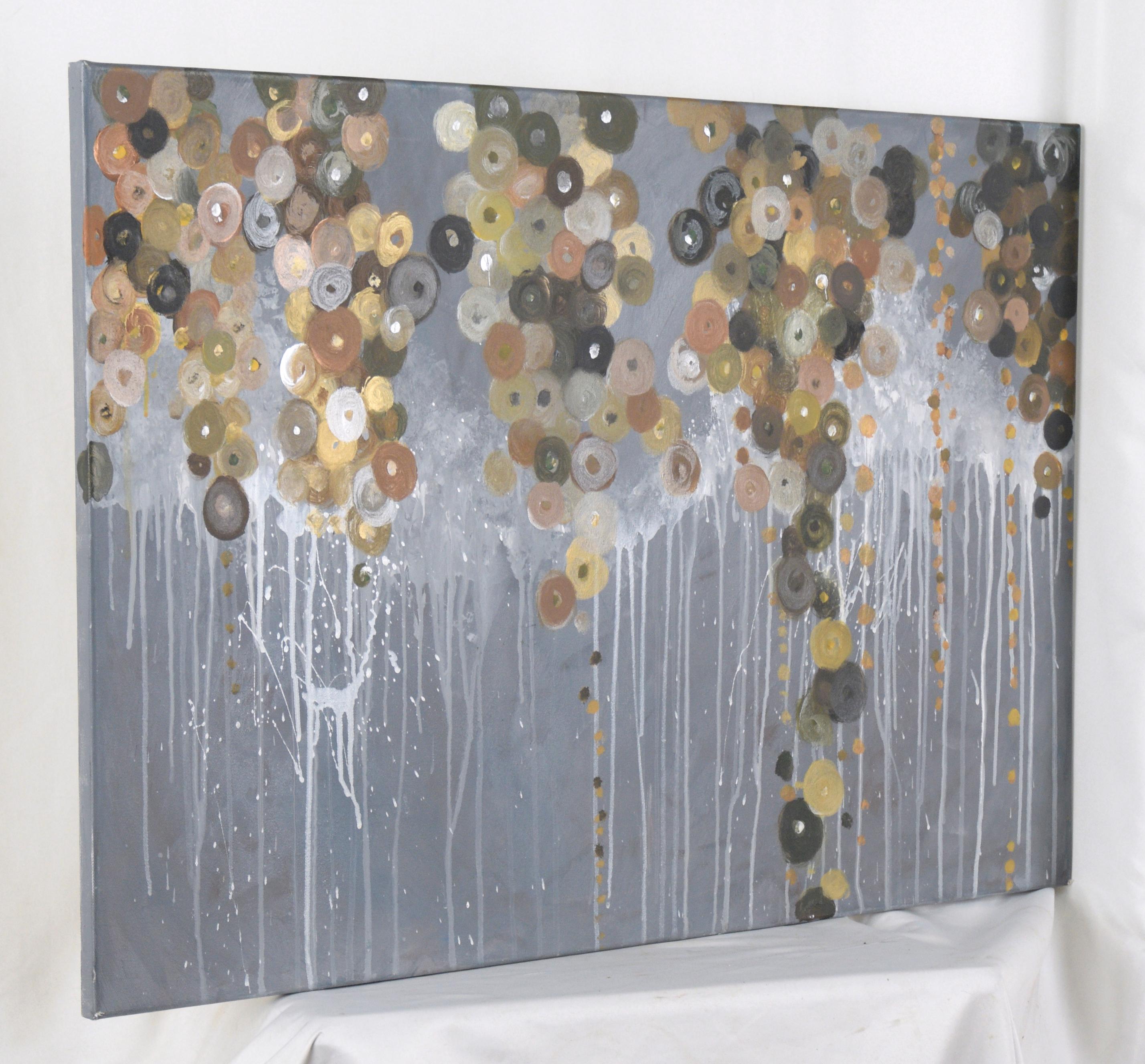 Abstract Flowers - Neutral Tones Acrylic on Canvas San Francisco Abstract School For Sale 5