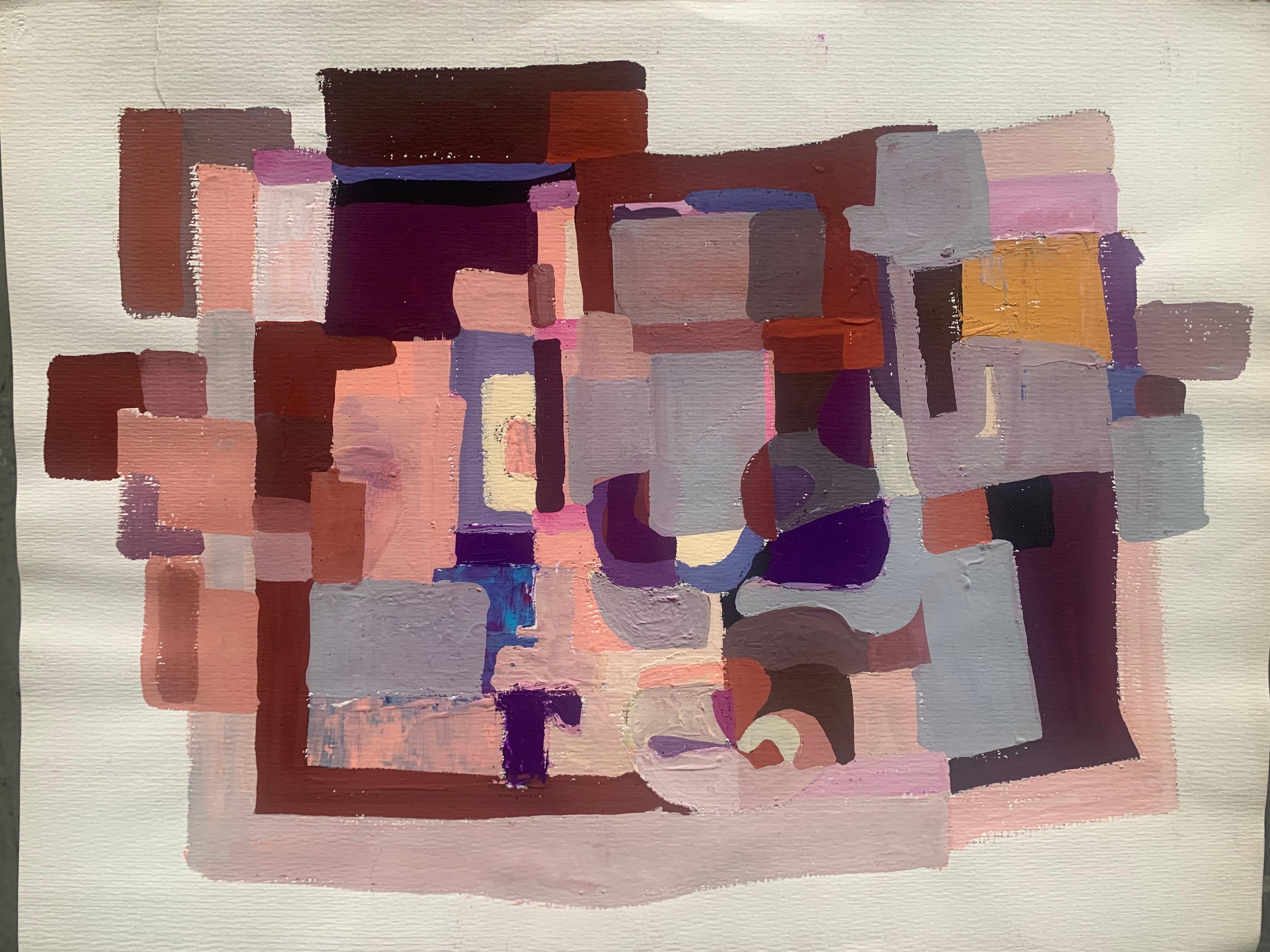 Abstract Geometric Composition. Second half of the 20th century - Beige Abstract Drawing by Unknown