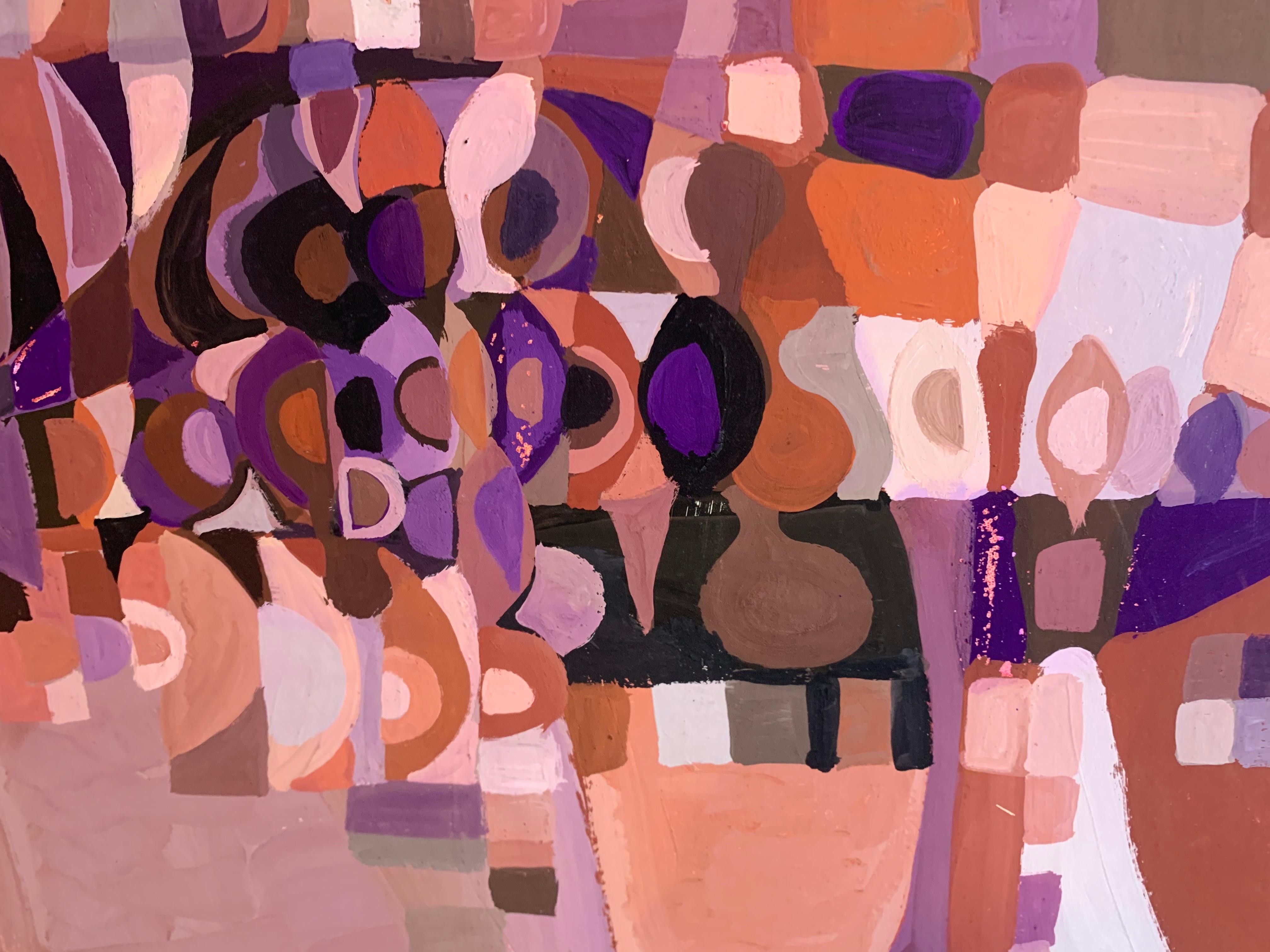Abstract Geometric Composition with Dome-Like Silhouettes. Circa 1970 - Painting by Unknown
