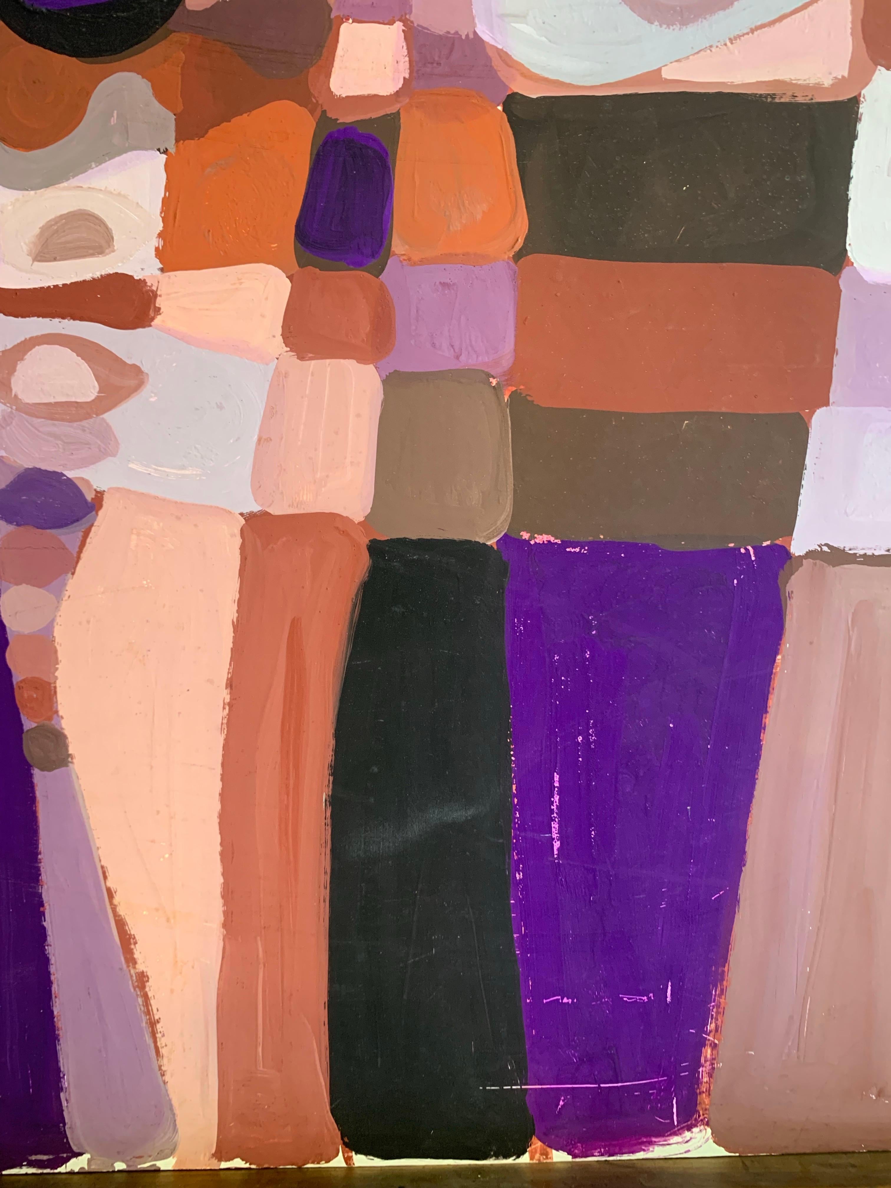 Abstract Geometric Composition with Dome-Like Silhouettes. Circa 1970 - Brown Abstract Painting by Unknown