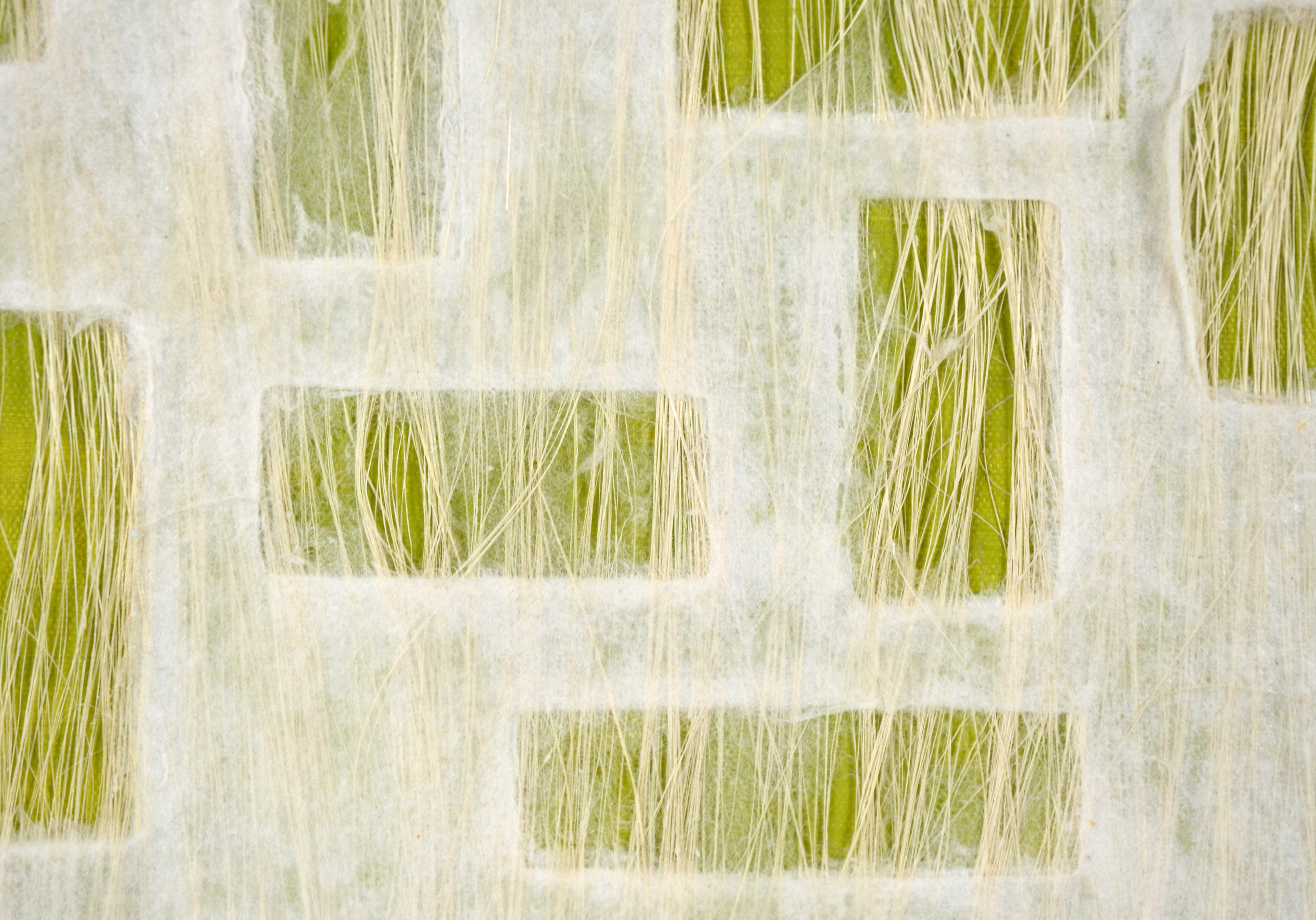 Composizione geometrica astratta con carta, fibre e acrilico su tela (Greene & Greene) - Abstract Painting Beige di Unknown