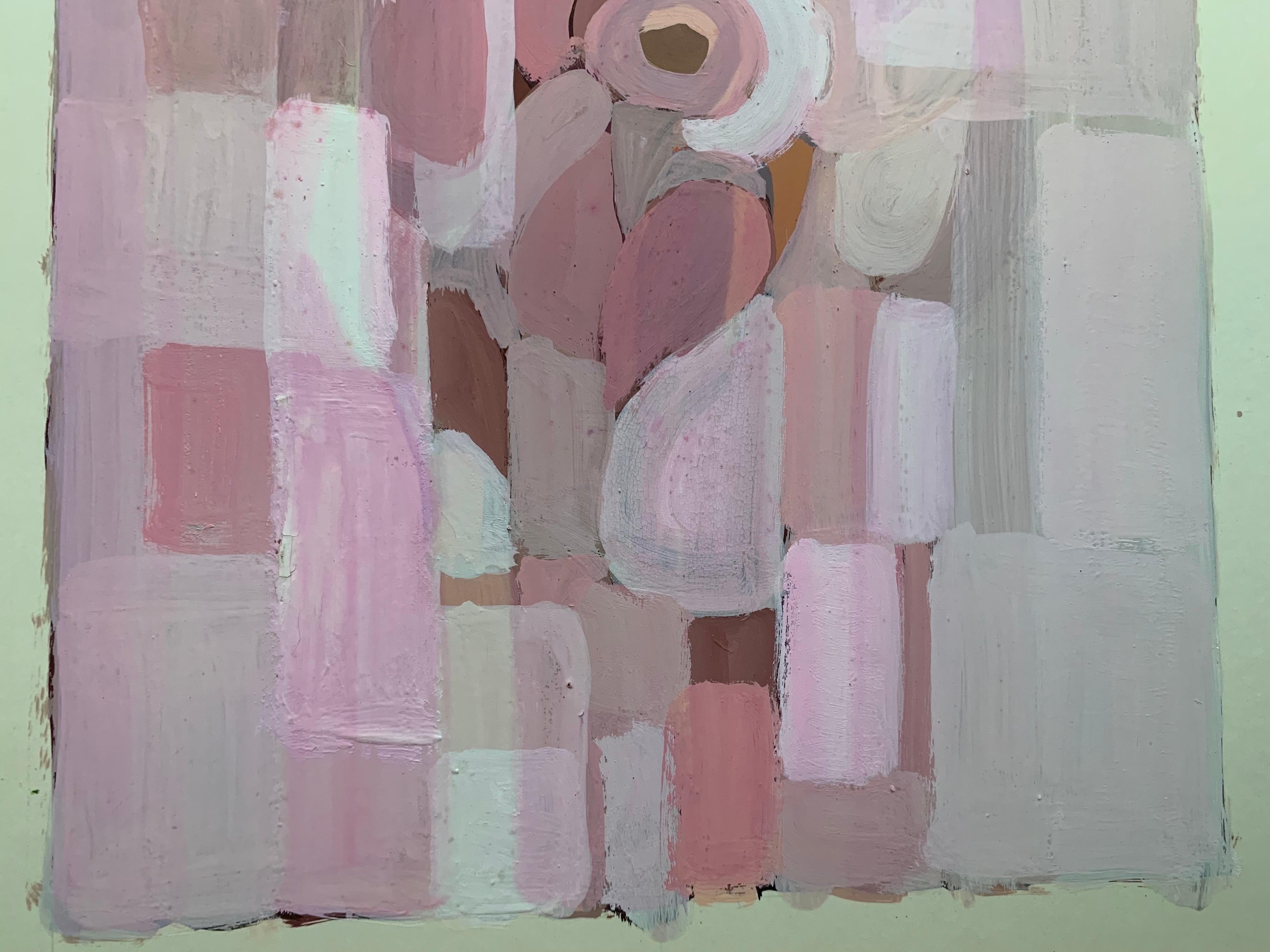 Abstract Geometric Female Nude Artist: Unattributed Date: Circa 1970 - Gray Abstract Painting by Unknown