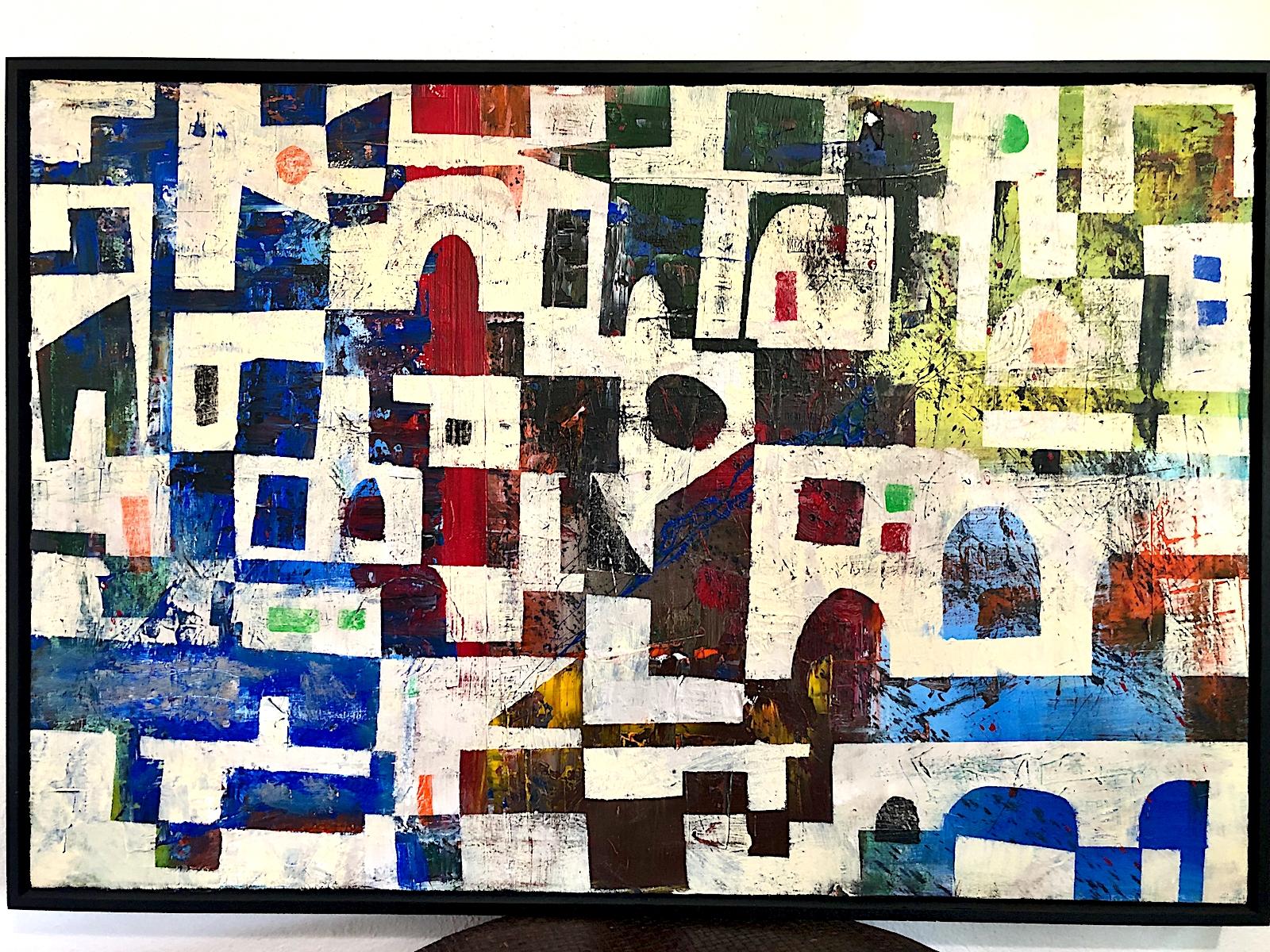 Abstraktes geometrisches Gemälde von Dave Braden – Painting von Unknown