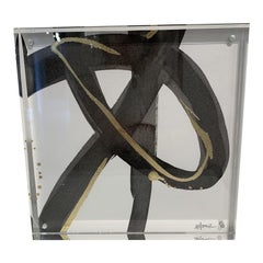 Abstract in Standing Lucite Black Gold White 