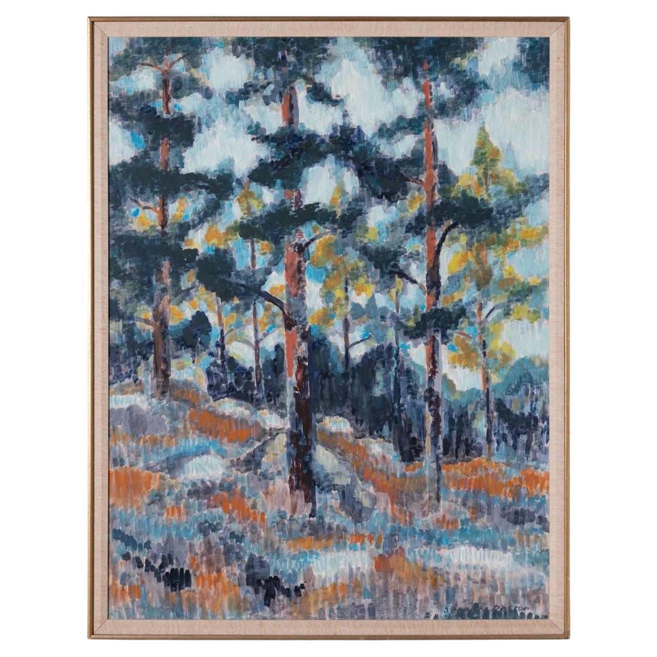 Landscape Painting di Unknown - Paesaggio astratto di Stephen Thomas Rascoe, "Foresta".