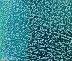 Blaues und grünes Kunstharz-Stück aus abstraktem Mixed Media